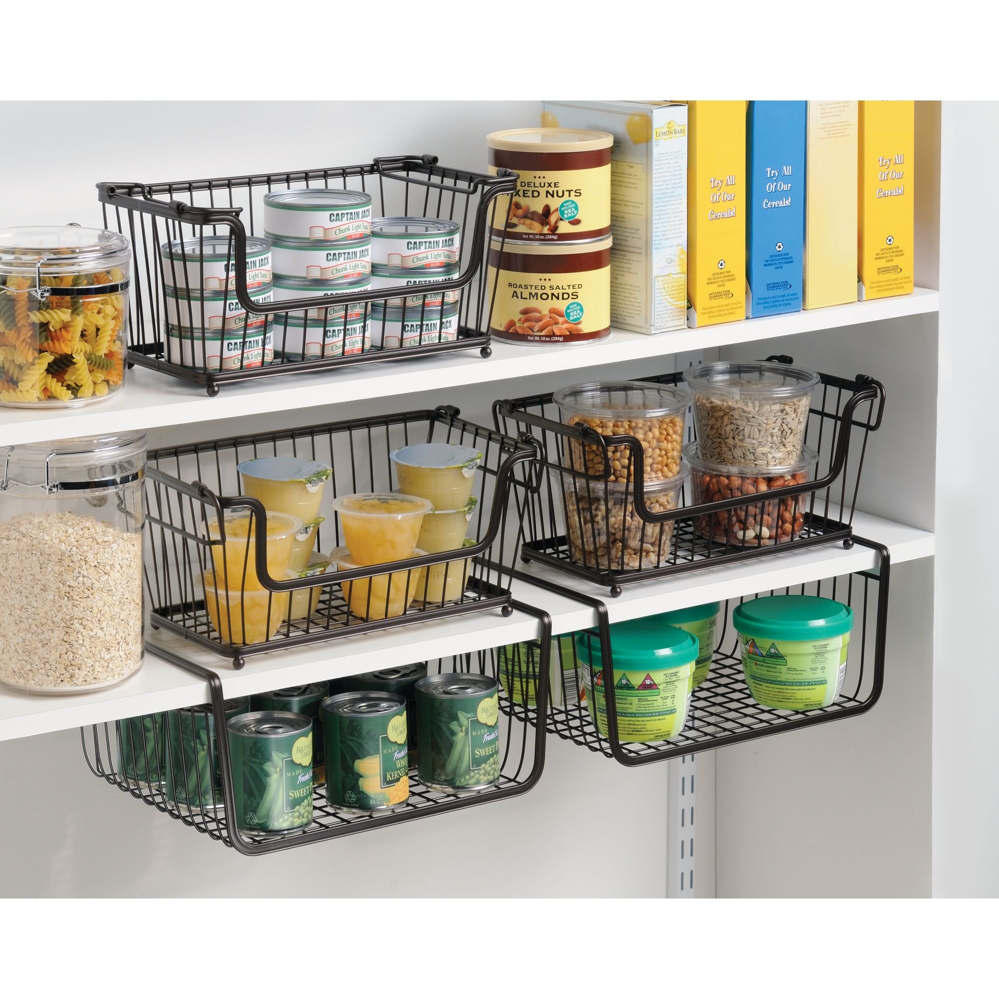 iDesign York Metal Under Shelf Storage Basket Organizer - Kitchen, Bathroom, Office Organization - Bronze Finish for Space Saving Storage Solutions (Perfect for Spices, Toiletries & Office Supplies)
