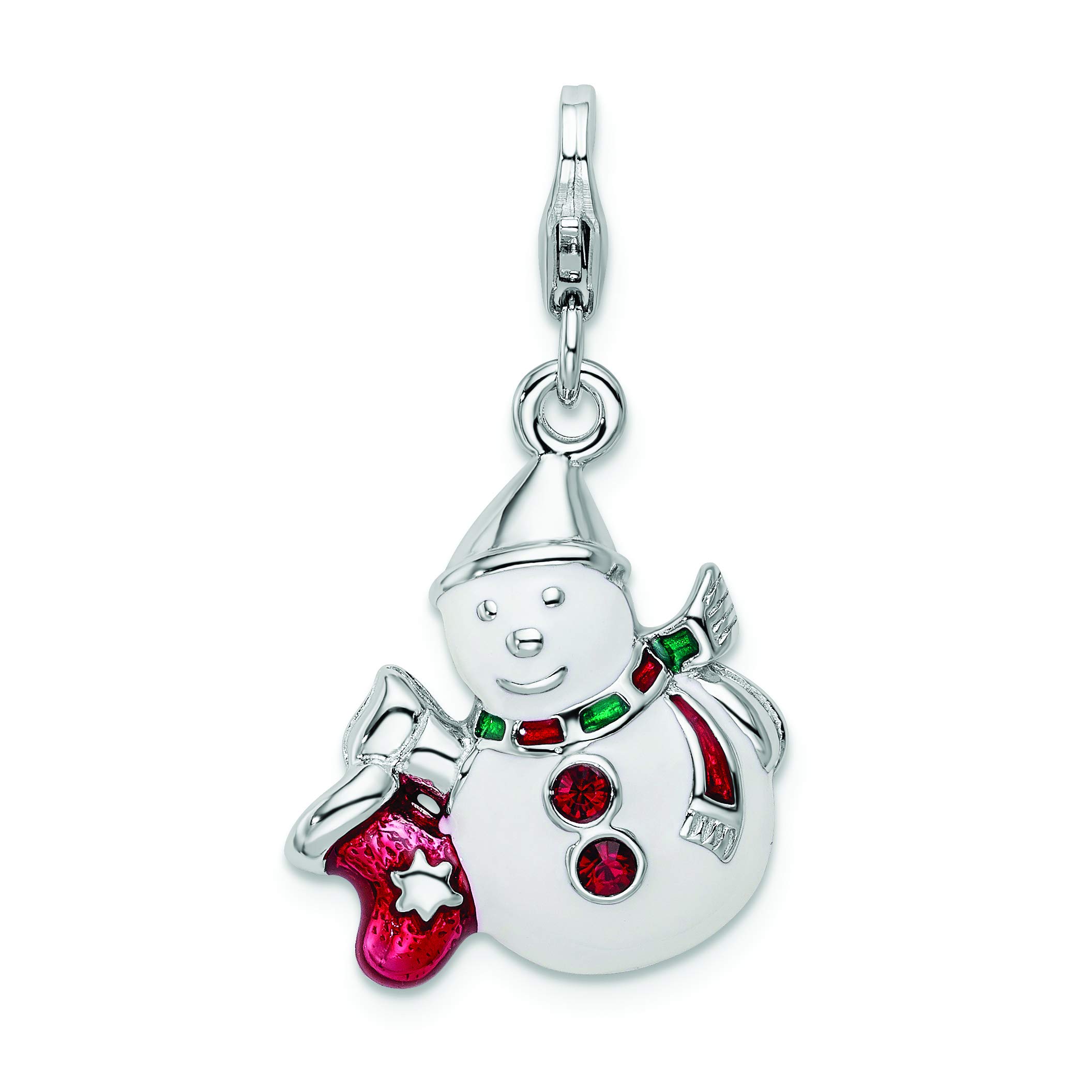 Swarovski Crystal Snowman Charm with Lobster Clasp - Holiday Jewelry Gift
