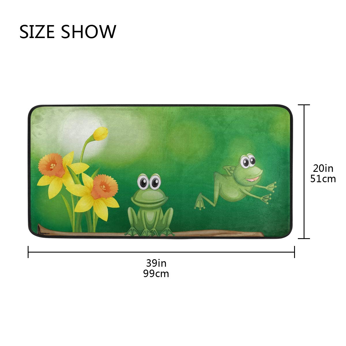 Non-Slip Green Frogs Kitchen Rugs - Soft Bath Mat & Runner for Home Decor, 39