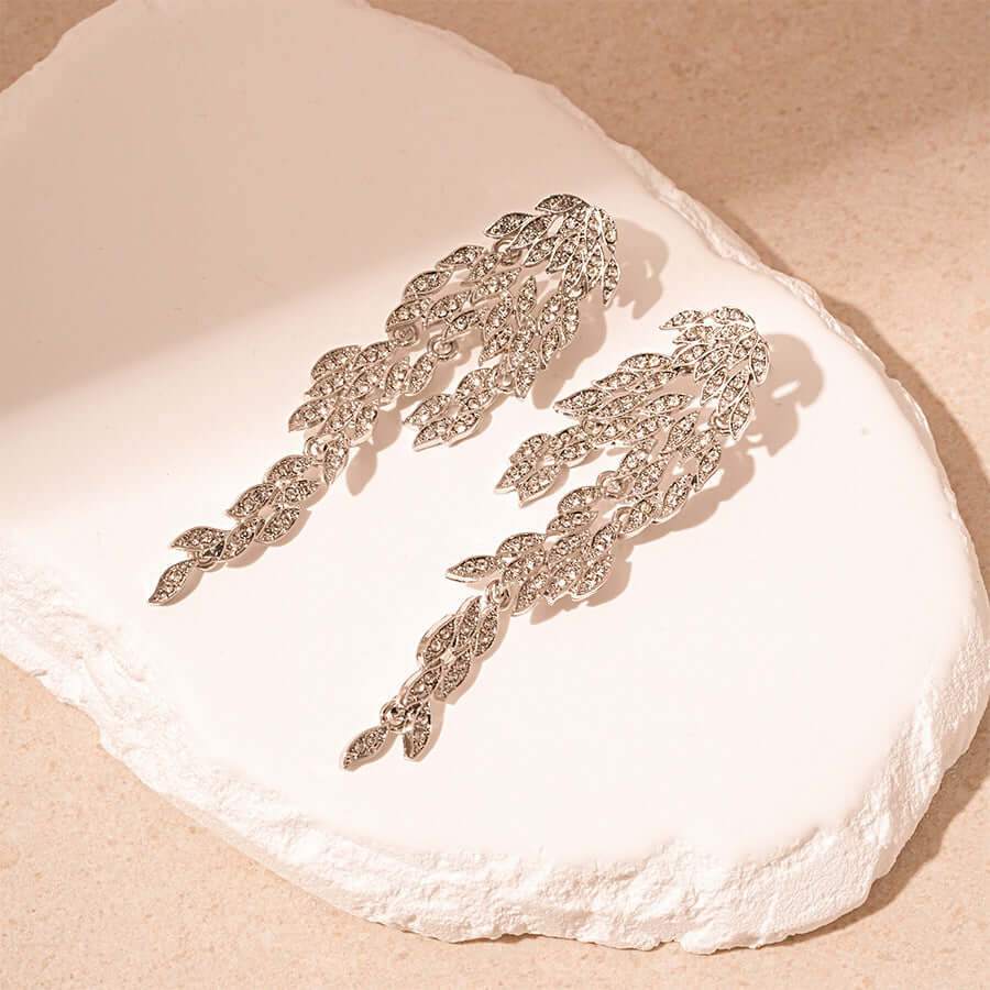 Trendy Marquise Leaf Drop Tassel Earrings for Women | HE22408 | Bohemian Dangle Jewelry for Party, Wedding & Everyday Wear