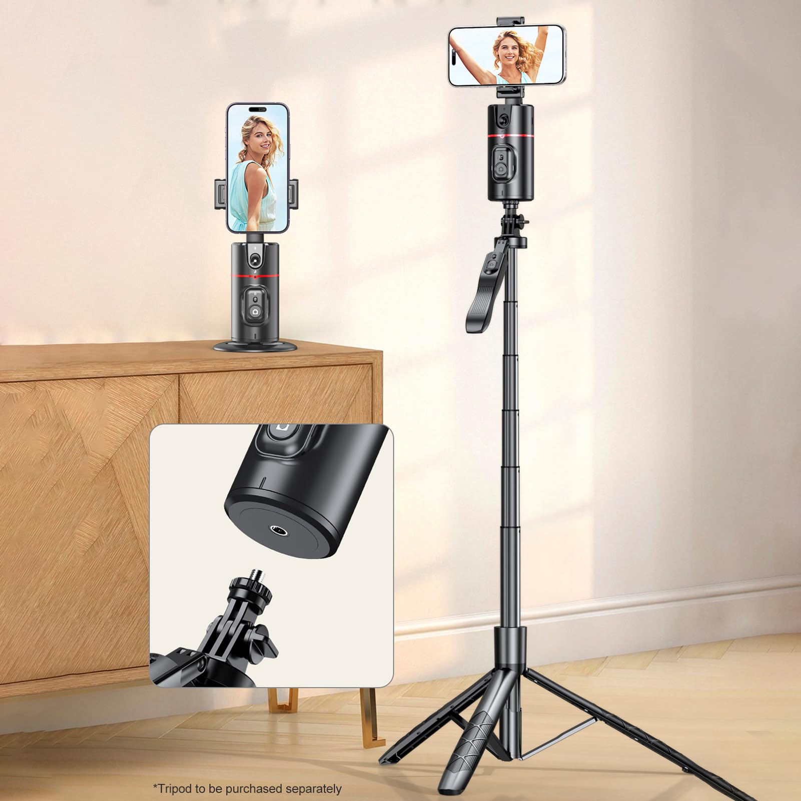 Smart Selfie Gimbal with Auto Face Tracking - 360° Rotating Phone Tripod Stand for Stable Videos & Photos | Perfect for Vlogging, Live Streaming, TikTok & YouTube Content Creation