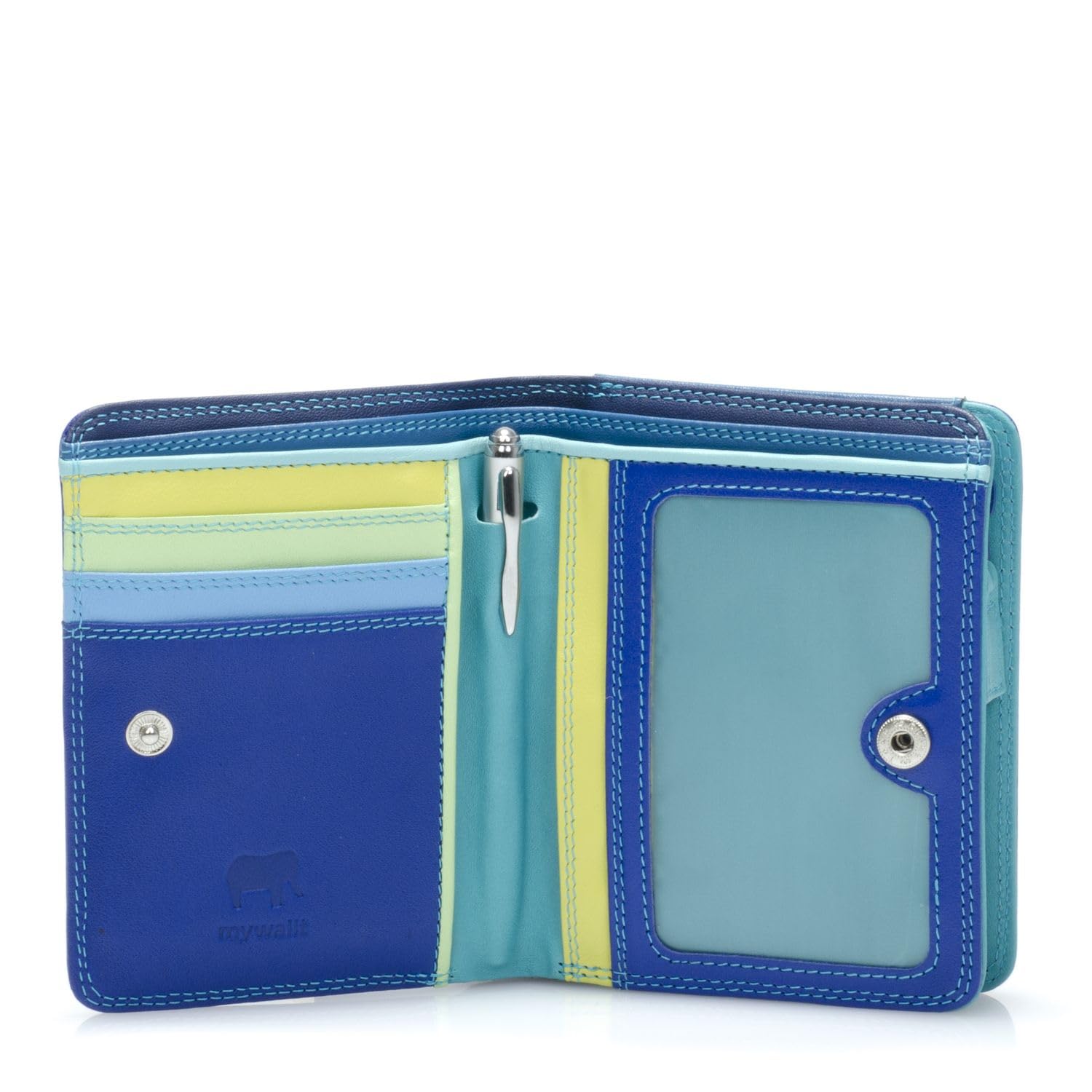Mywalit Medium Zip Wallet with 3 Card Slots, ID Window, Note Section & Coin Pockets - Includes Pen | Perfect for Everyday Use, Travel & Business (Black)