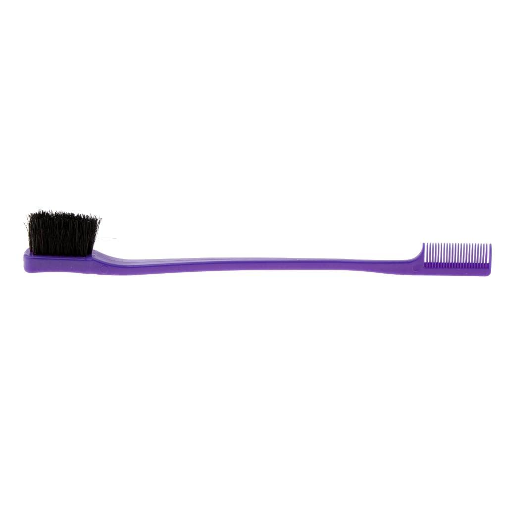 **VMS INDIA 7-Inch Double-Sided Edge Control Hair Brush & Comb - Purple | Styling Tool for Smooth Edges, Waves & Braids | Perfect for Salon, Home & Travel Use**