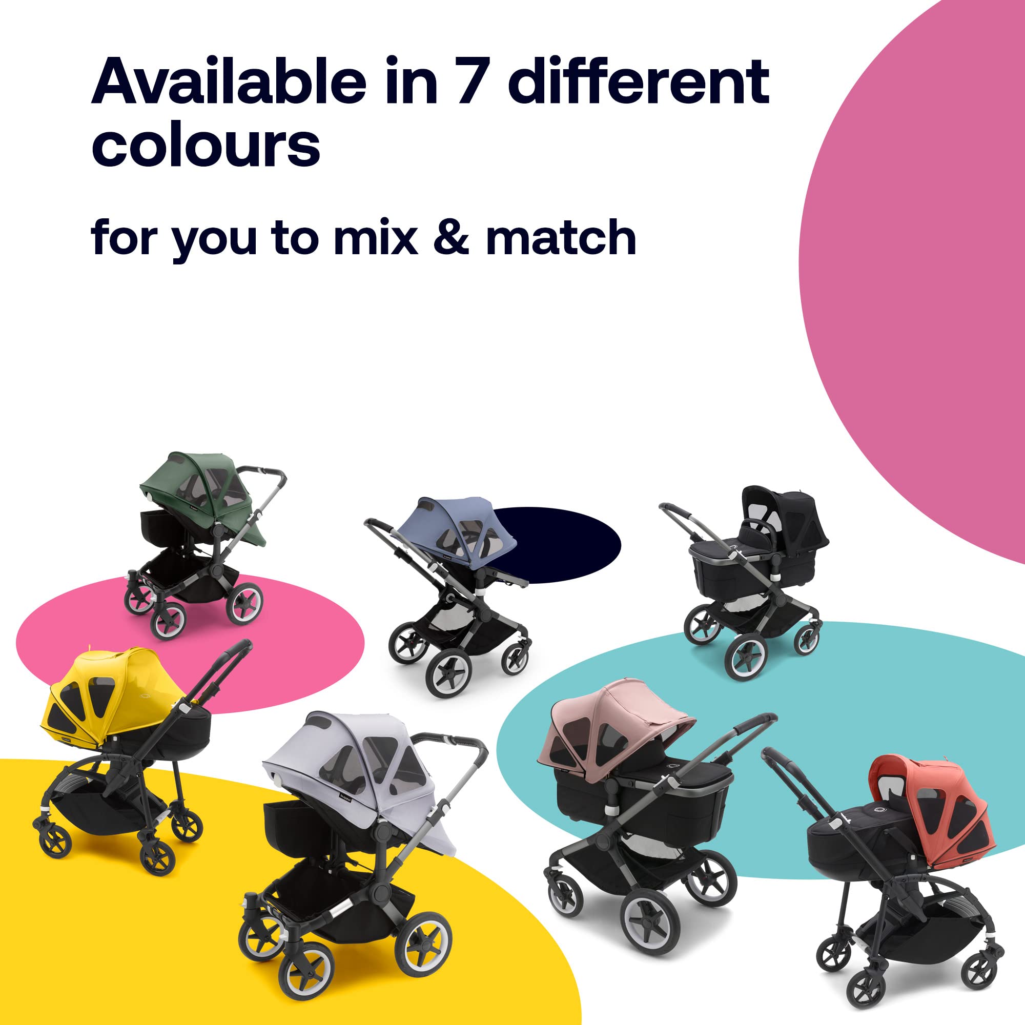 Bugaboo Donkey Breezy Sun Canopy Stroller Accessory with UPF 50+ Sun Protection & Ventilation Panels - Midnight Black | Perfect for Outdoor Walks, Beach Trips & Sunny Day Adventures with Baby