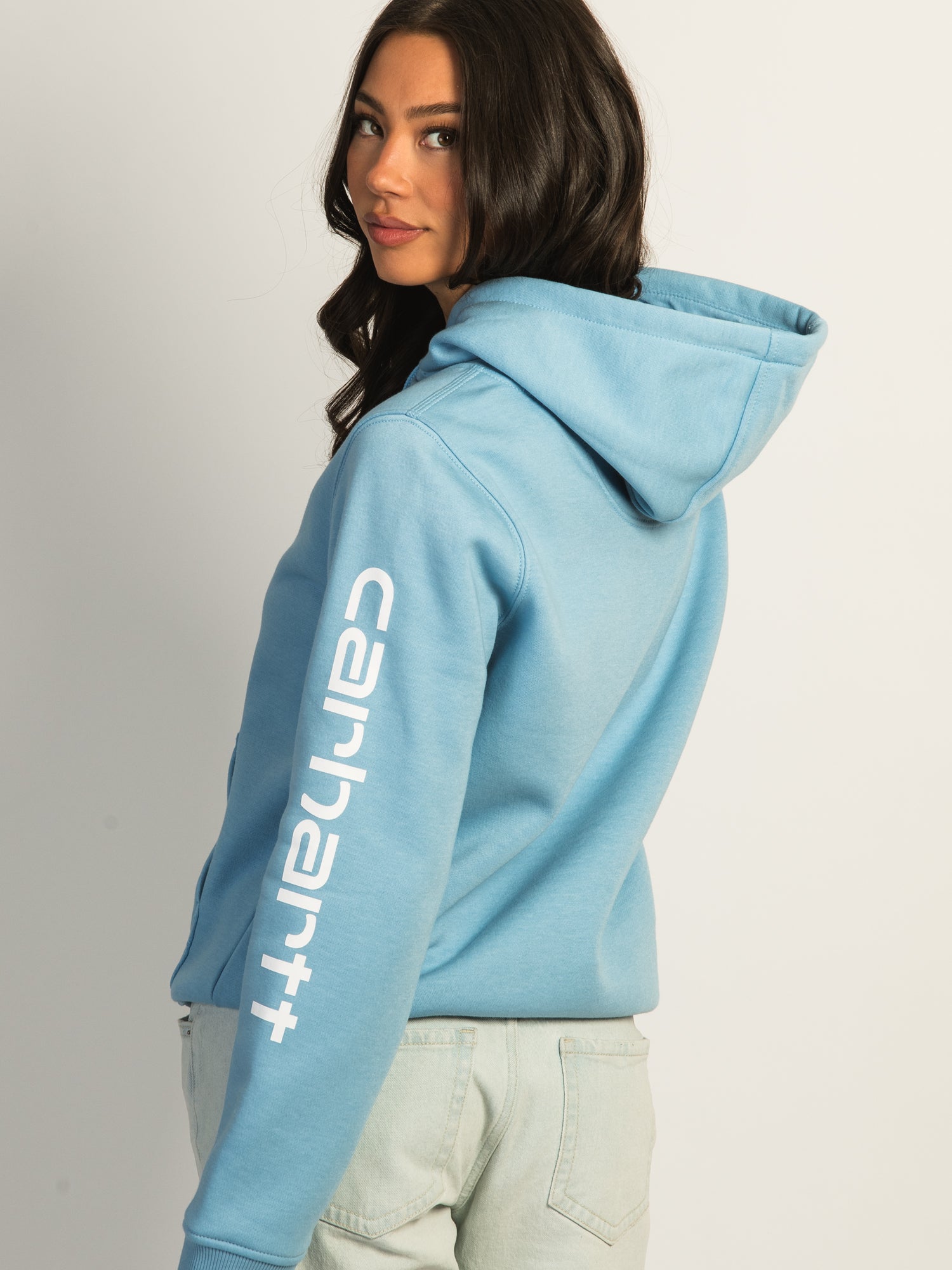Carhartt Logo Sleeve Pullover Hoodie for Men & Women - Water-Resistant Winter Workwear for Outdoor Activities & Casual Wear