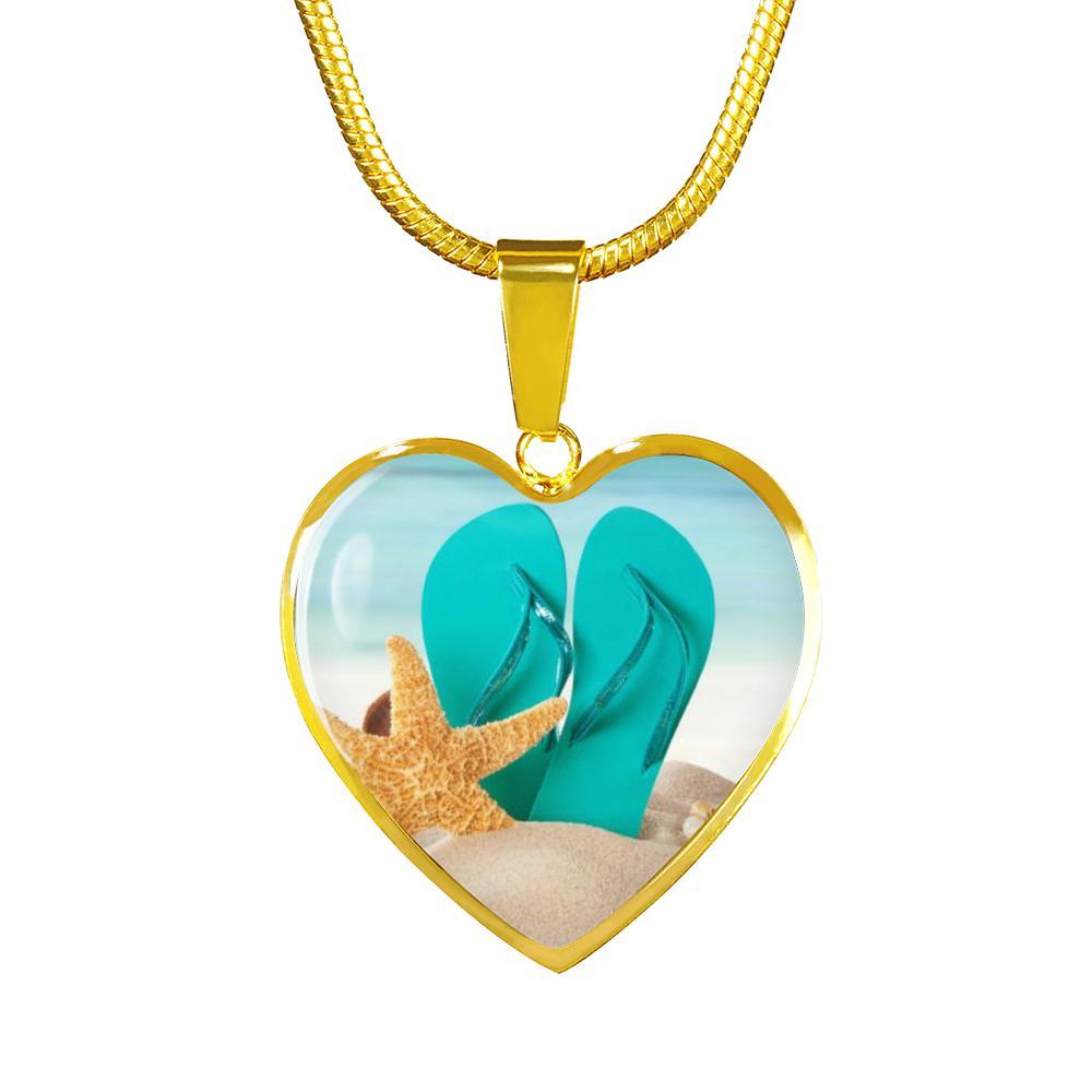 Stylish Gold Flip Flop Necklace - Perfect Beach Jewelry for Summer Vacations & Tropical Getaways