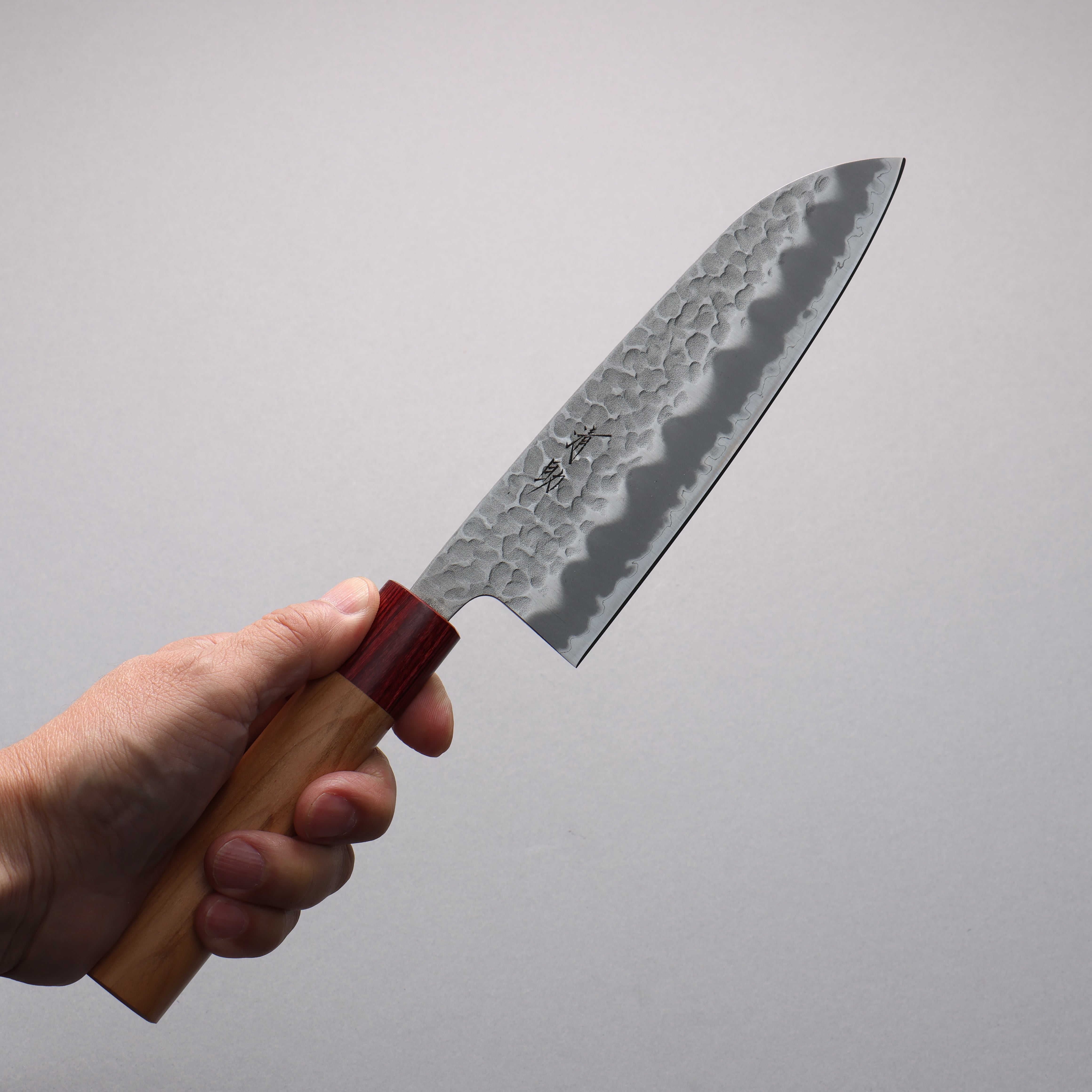 Premium Seisuke Blue Super Hammered Santoku Knife 170mm - Japanese Chef Knife with American Cherry Wood Handle - Perfect for Slicing, Dicing, and Chopping Vegetables, Meat, and Fish