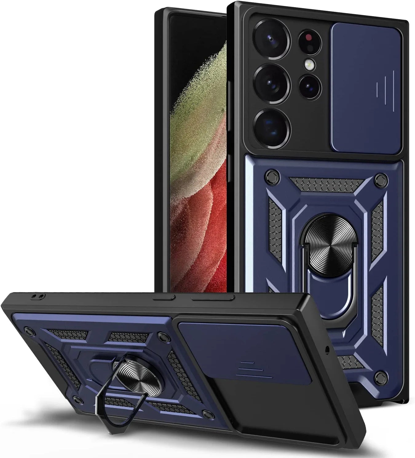 360° Rotatable Kickstand Case for Samsung Galaxy S23 Ultra - Shockproof Protective Phone Cover with Screen Protector | Perfect for Work, Travel & Outdoor Activities