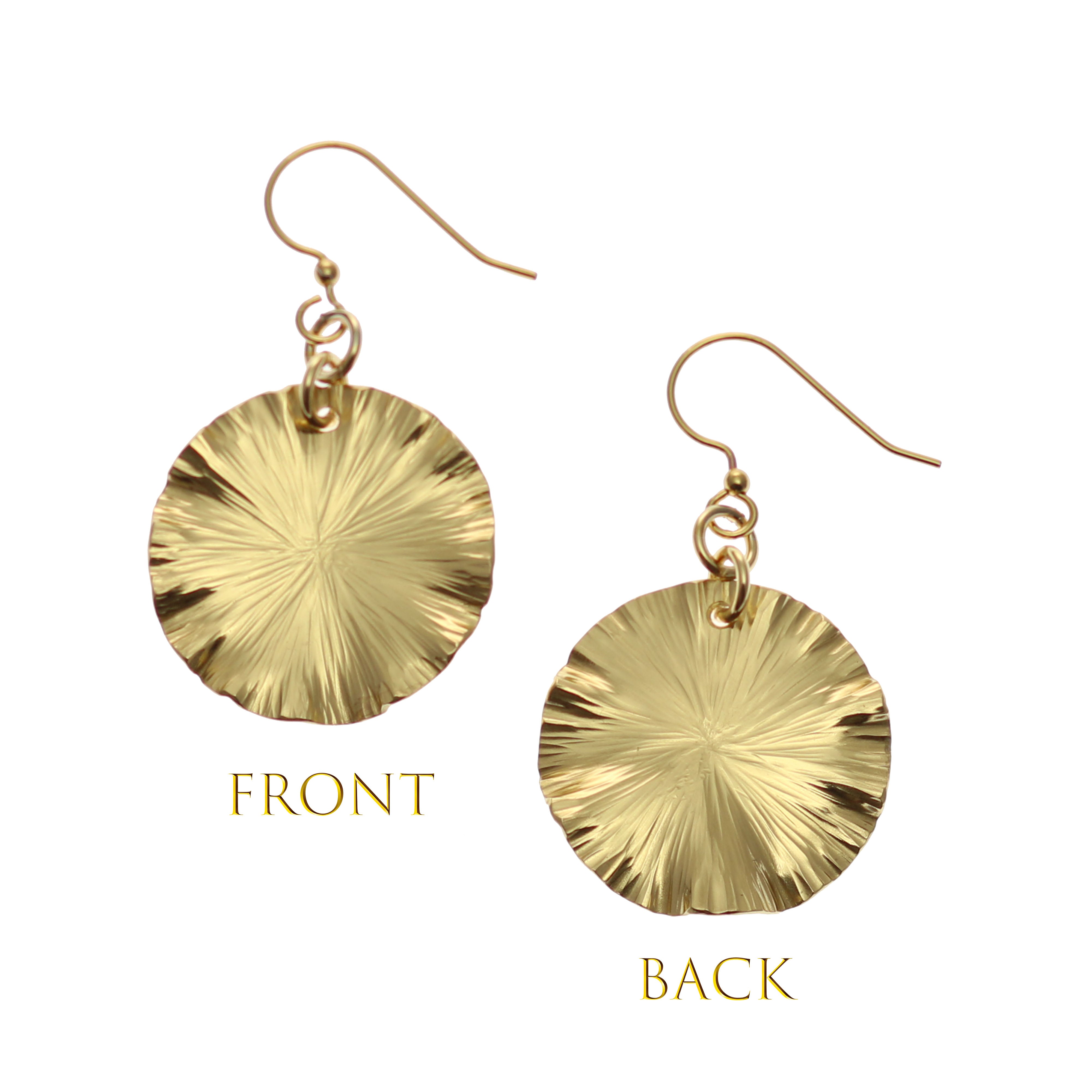Small Nu Gold Brass Lily Pad Leaf Earrings – Dainty Boho Nature-Inspired Jewelry for Women – Perfect for Everyday Wear, Parties & Gifts