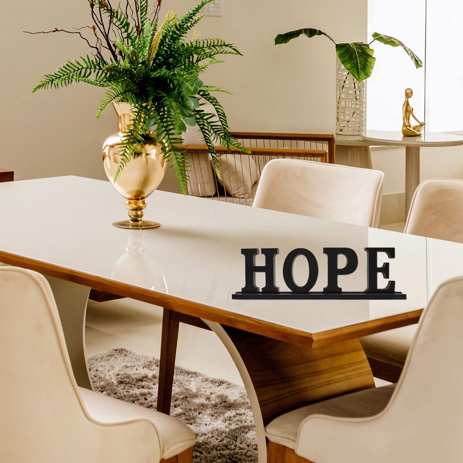 Rustic Wood Hope Letter Sign - Free Standing Home Decor for Farmhouse, Living Room, Bedroom & Office - Inspirational Tabletop Word Sign for Wall, Shelf & Mantel