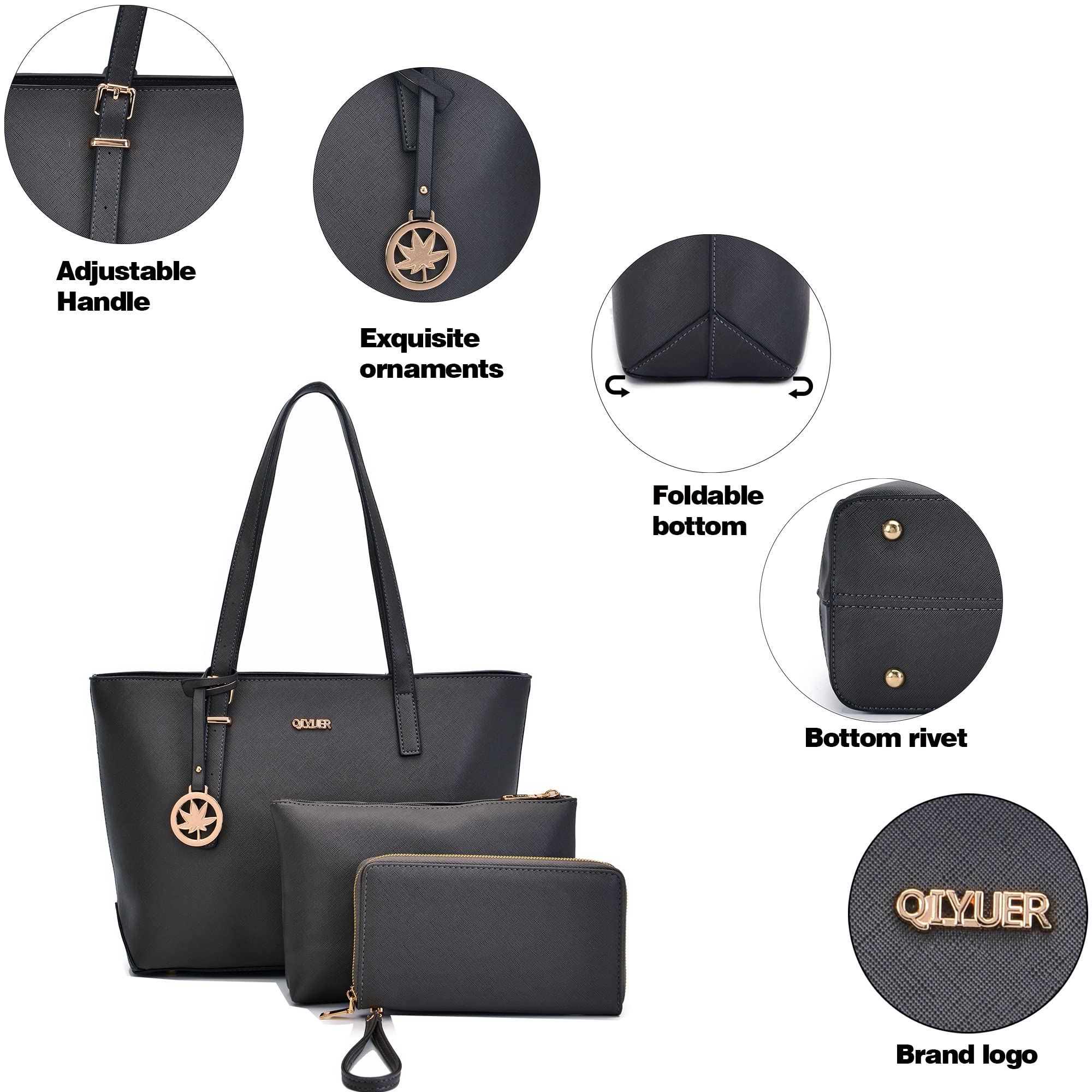Women's Leather Tote Bag and Wallet Set - Stylish Work Purse with Shoulder Strap & Top Handle - Professional Office Handbag for Business, Travel, and Everyday Use