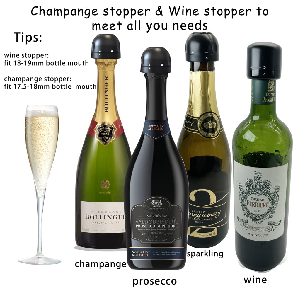 Premium Champagne & Wine Stoppers (4-Pack) - Reusable Silicone Leakproof Sealers for Preserving Freshness - Perfect for Parties, Weddings & Home Bars