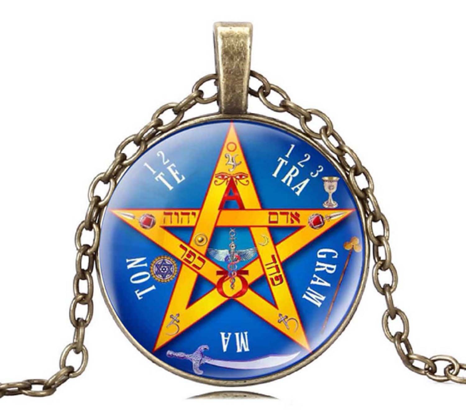 Stylish Yellow Baphomet Pendant Necklace for Women & Girls - Gothic Jewelry for Halloween, Cosplay & Everyday Fashion
