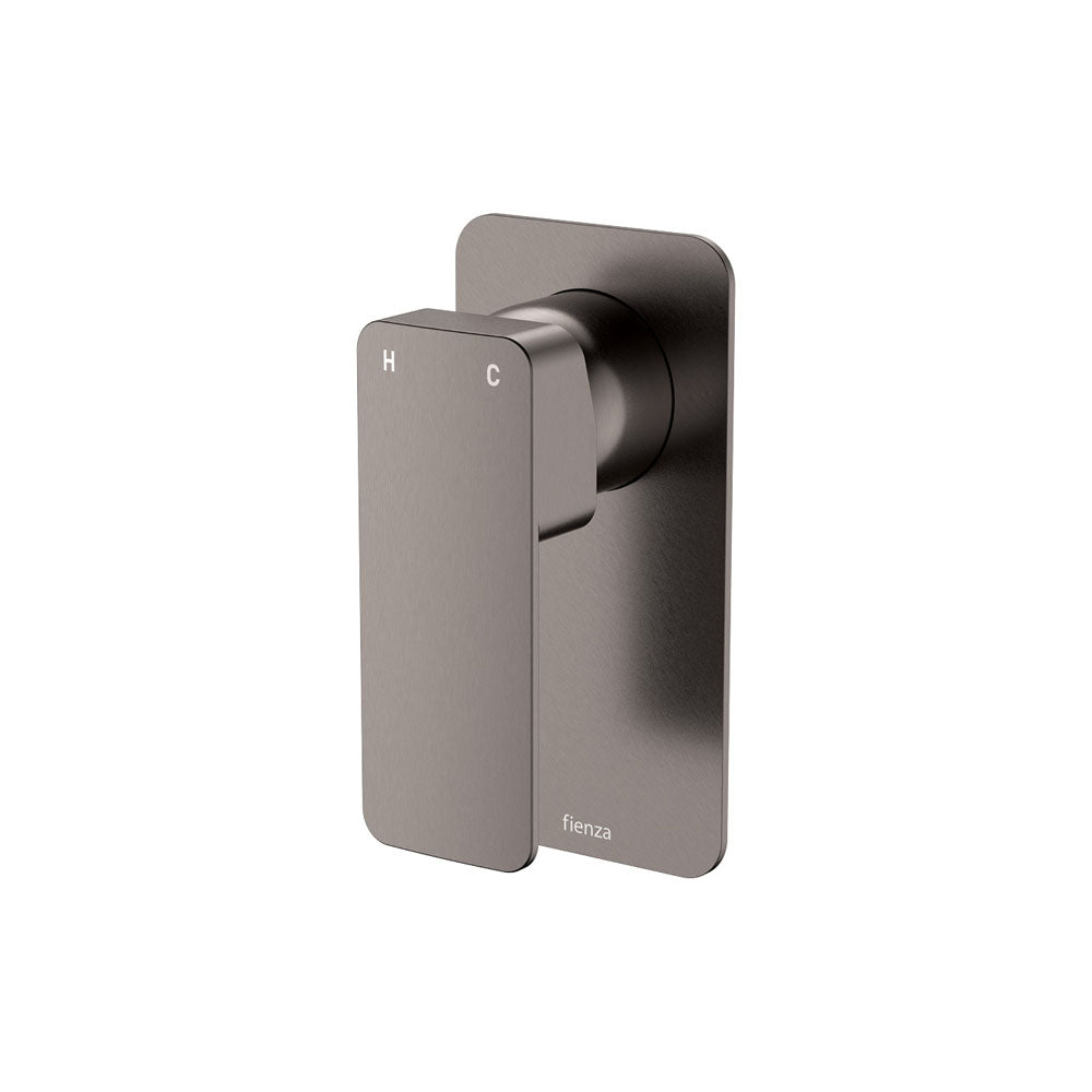 Fienza Tono Rectangular Plates Wall Mixer 233101GM in Gunmetal Finish - Modern Bathroom Faucet for Sink, Vanity, and Powder Room Installation