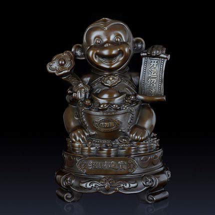Pure Copper Zodiac Monkey Ornament - Handcrafted Home & Office Decor for Chinese New Year, Feng Shui Gifts, and Collectible Souvenirs | Perfect for Wall Decor, Shelf Display, and Feng Shui Enhancement