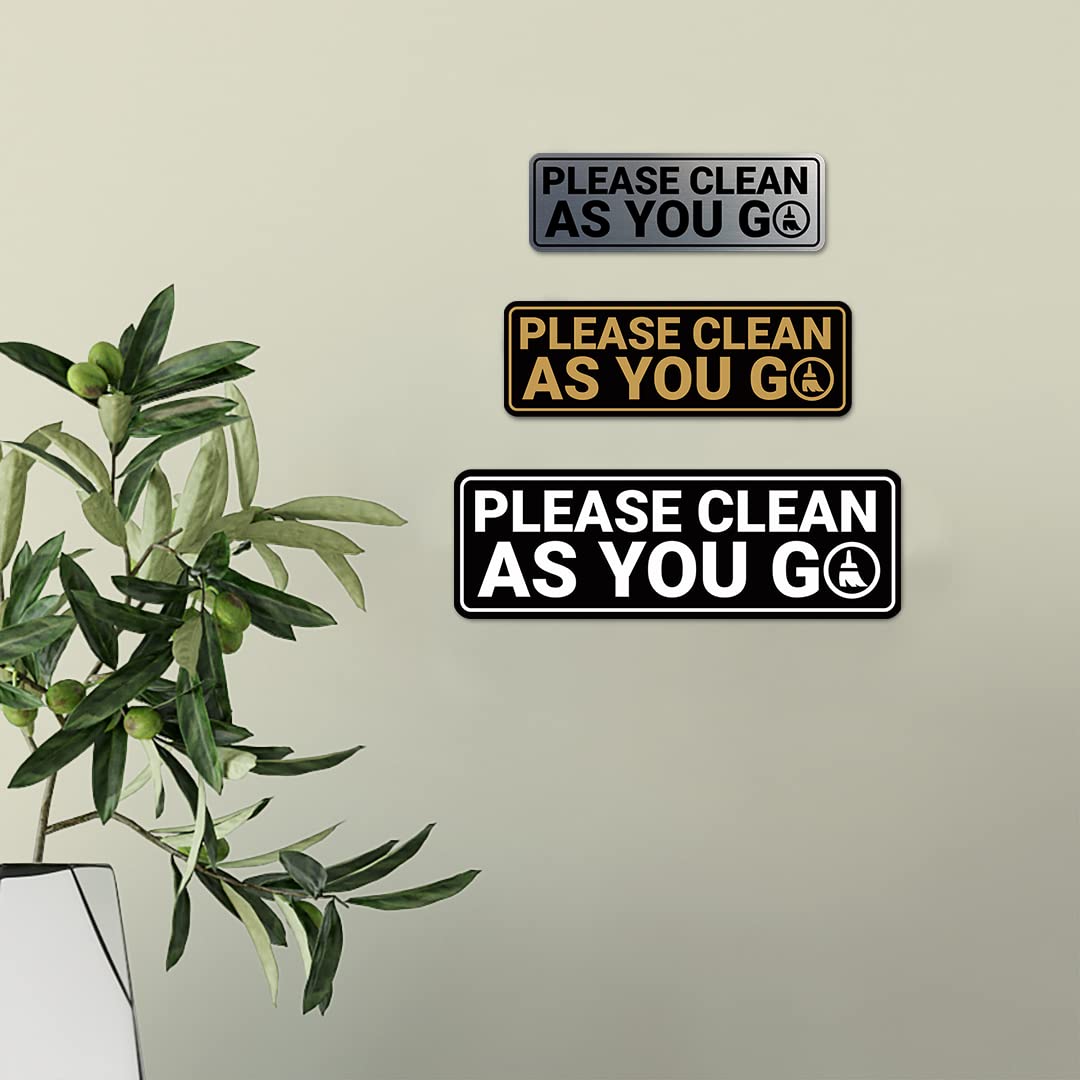 Standard 'Please Clean As You Go' Sign (Ivory/Dark Brown) - Medium Size for Restaurants, Offices & Public Spaces