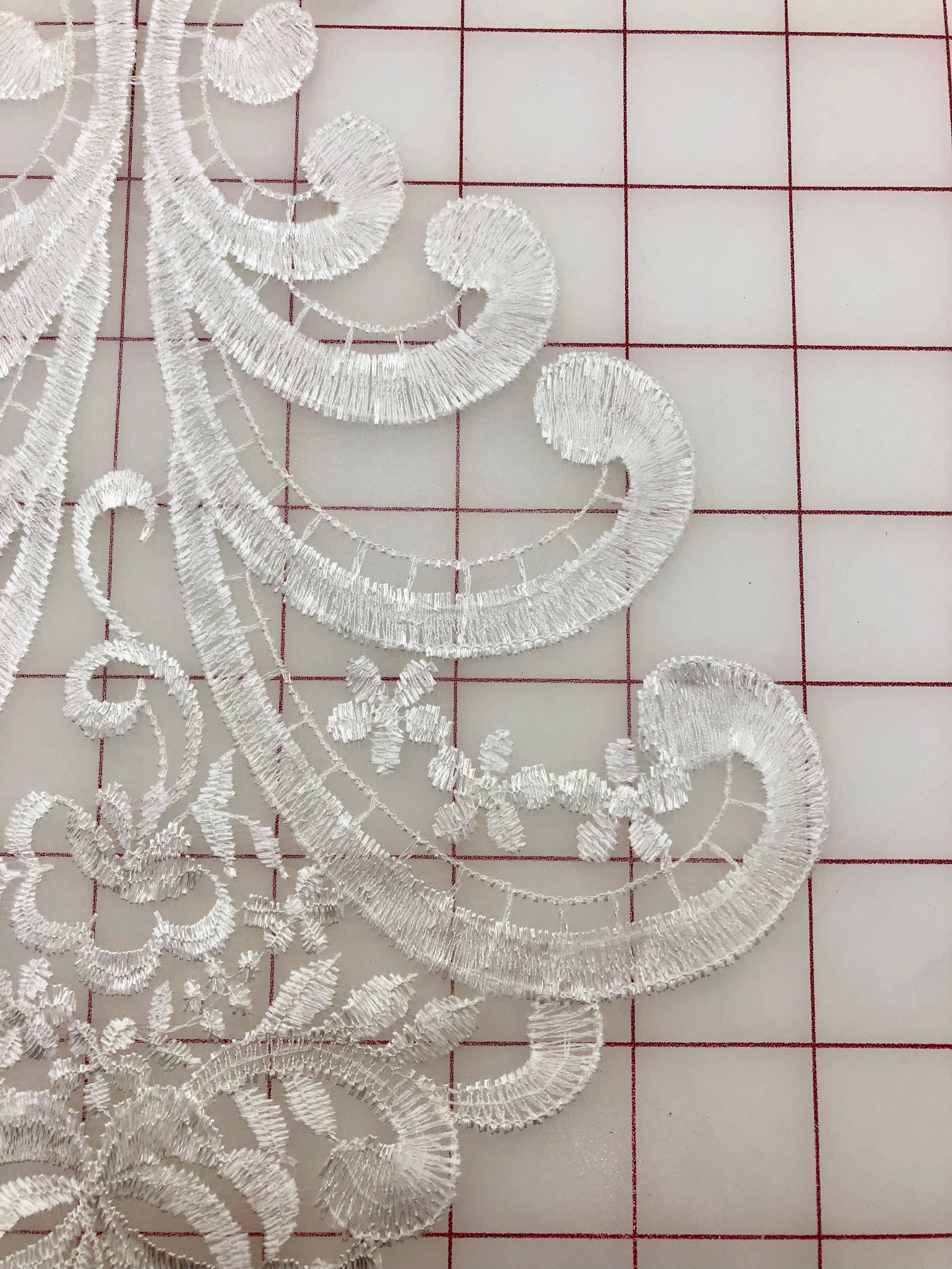White Embroidered Organza Applique - Premium Fabric for Dyeing | Perfect for Wedding Dresses, Home Decor & DIY Crafts