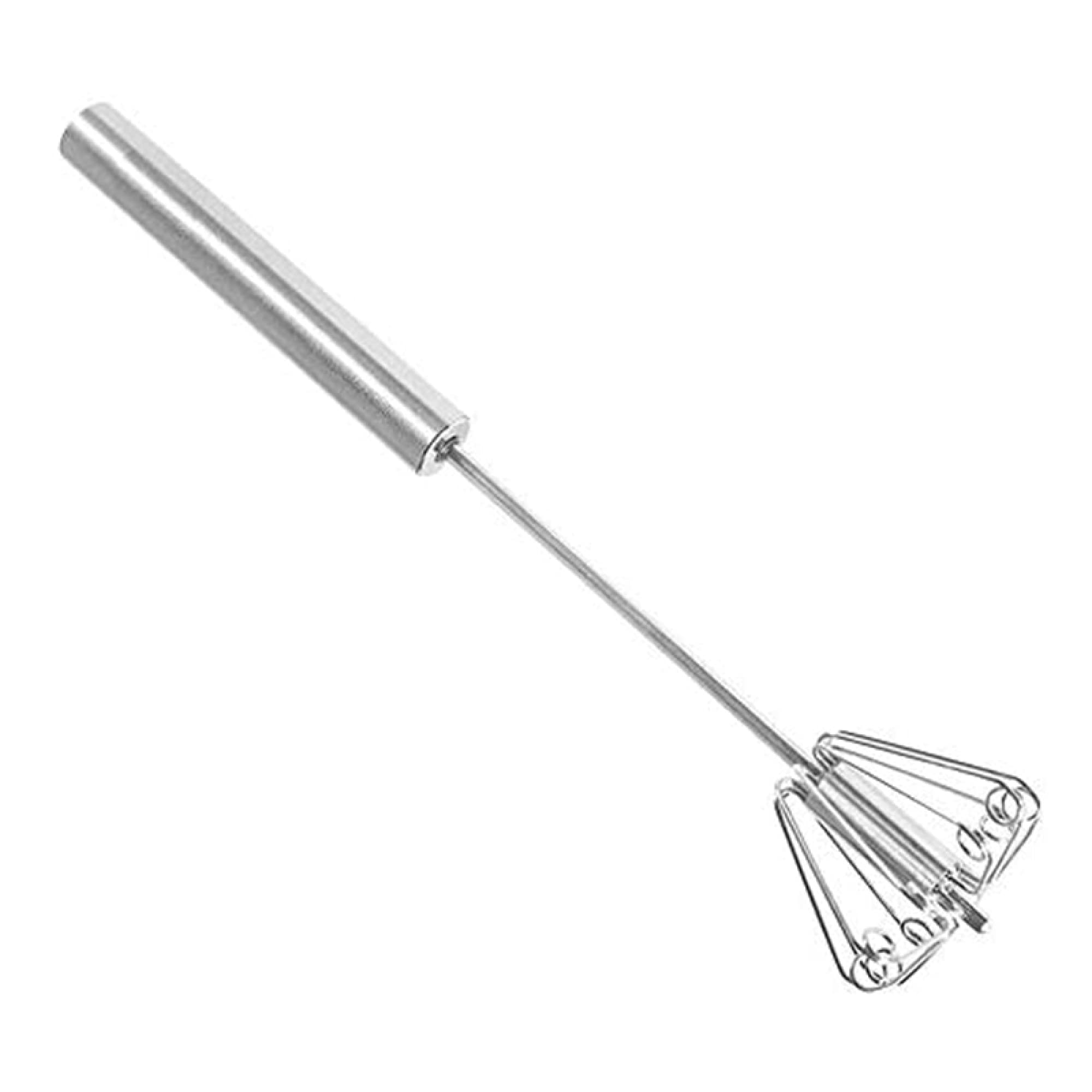 Semi-Automatic Hand Mixer - Stainless Steel Egg Beater & Cream Whisk - Manual Self-Turning Kitchen Tool for Baking, Cooking & Mixing - Perfect for Cakes, Dough, Sauces & More (Silver)