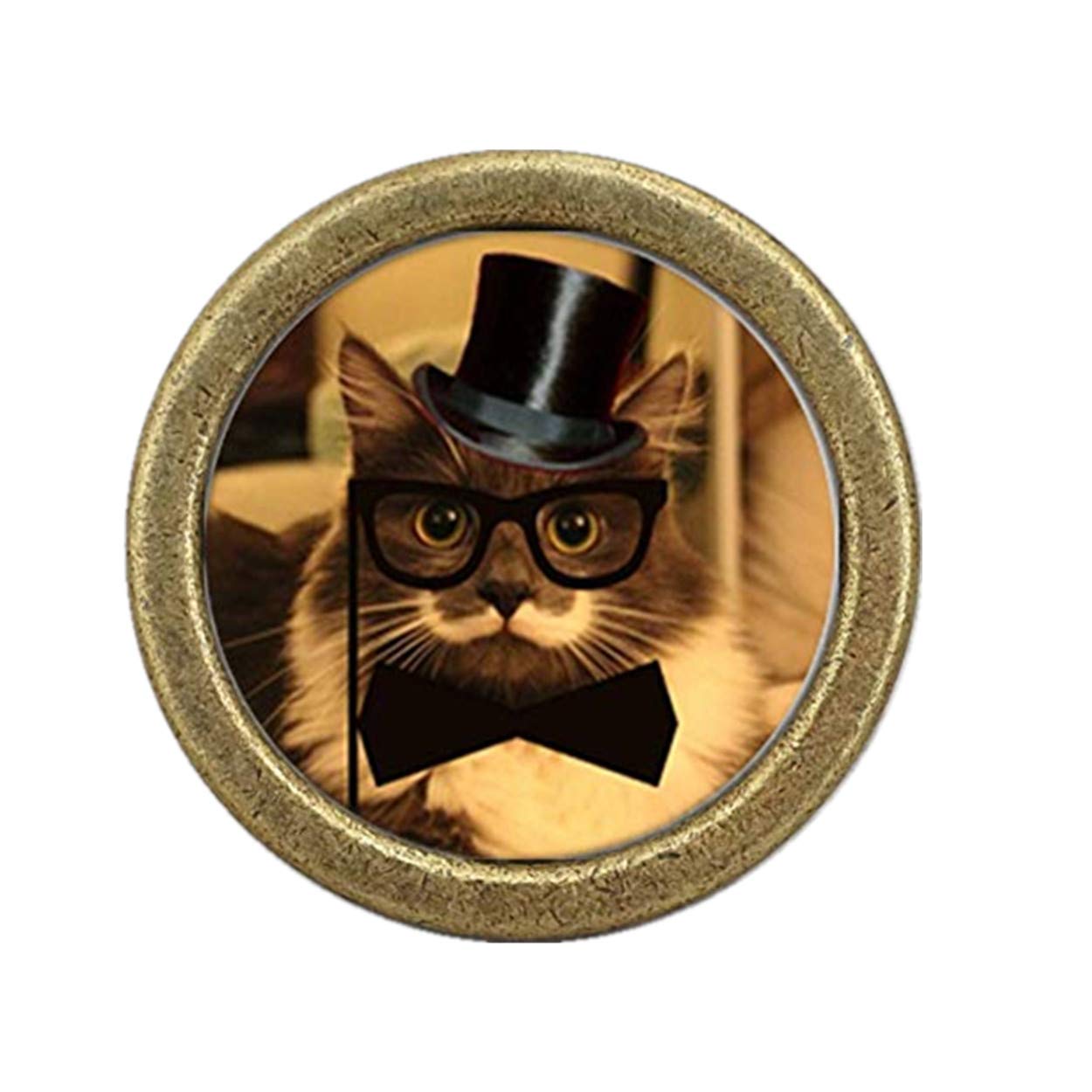 Handmade Bronze Gentleman Cat Knobs - Vintage Drawer & Cabinet Pulls for Kids Room, Kitchen & Furniture Hardware | Perfect for Dressers, Cupboards & DIY Home Decor