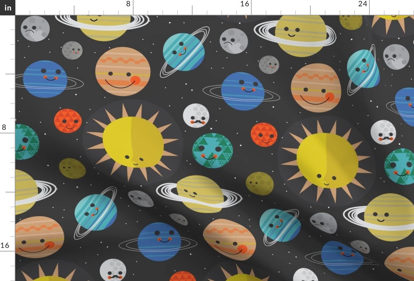 Solar System Space Planets Galaxy Stars Printed Velvet Fabric by Spoonflower - Upholstery, Home Decor & Apparel Material - Perfect for Nursery Decor, DIY Projects & Celestial-Themed Fashion