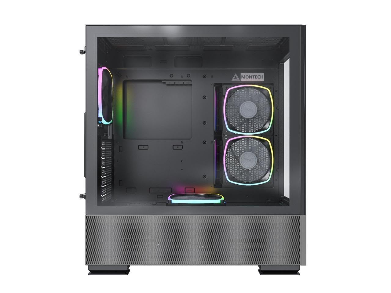 Montech Sky Two ATX Mid Tower Gaming PC Case - Dual Tempered Glass, 4X PWM ARGB Fans Pre-Installed, USB Type-C, High Airflow Design (Black) - Perfect for Gaming Rigs & High-Performance Builds
