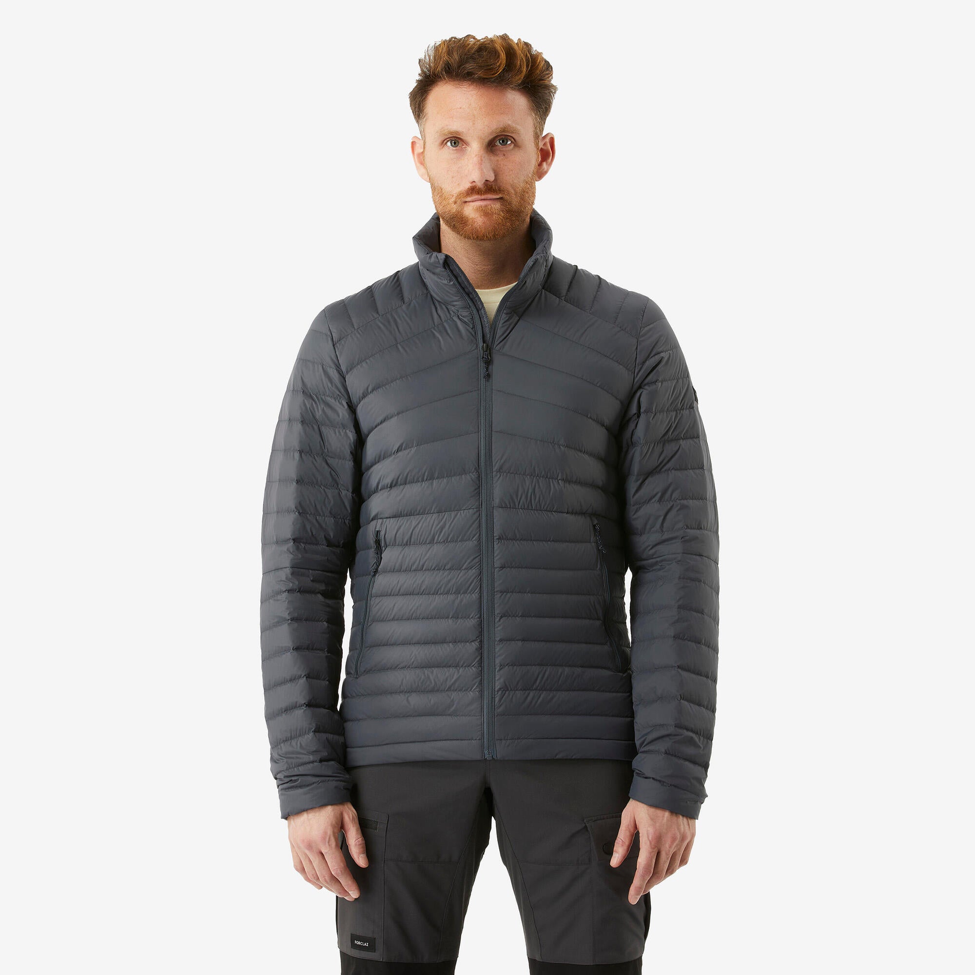 Forclaz Men's MT100 Down Puffer Jacket - Lightweight Warm Winter Coat for Hiking & Outdoor Activities | Water-Resistant Insulated Hooded Jacket for Men