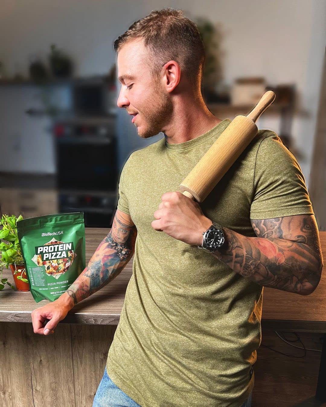 BioTechUSA Pizza Protein Powder - High Protein, Low Carb, 500g for Muscle Recovery & Weight Management | Perfect for Post-Workout & Healthy Snacking