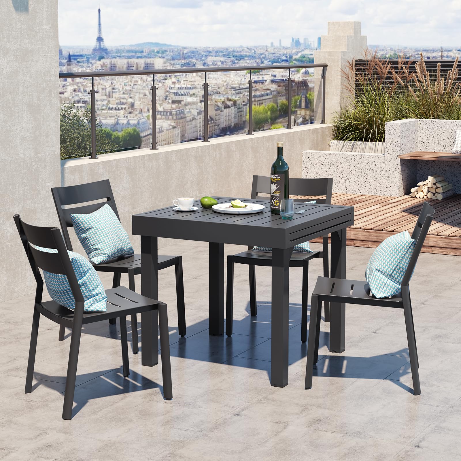 Expandable Aluminum Outdoor Dining Table 31.5
