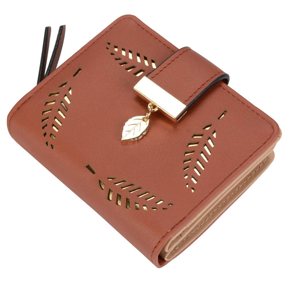 VODIU Women's Leather Bifold Wallet with Zipper - Medium Size Short Purse for Credit Cards, Cash & Coins - Stylish Buckle Clutch for Everyday Use, Travel & Shopping