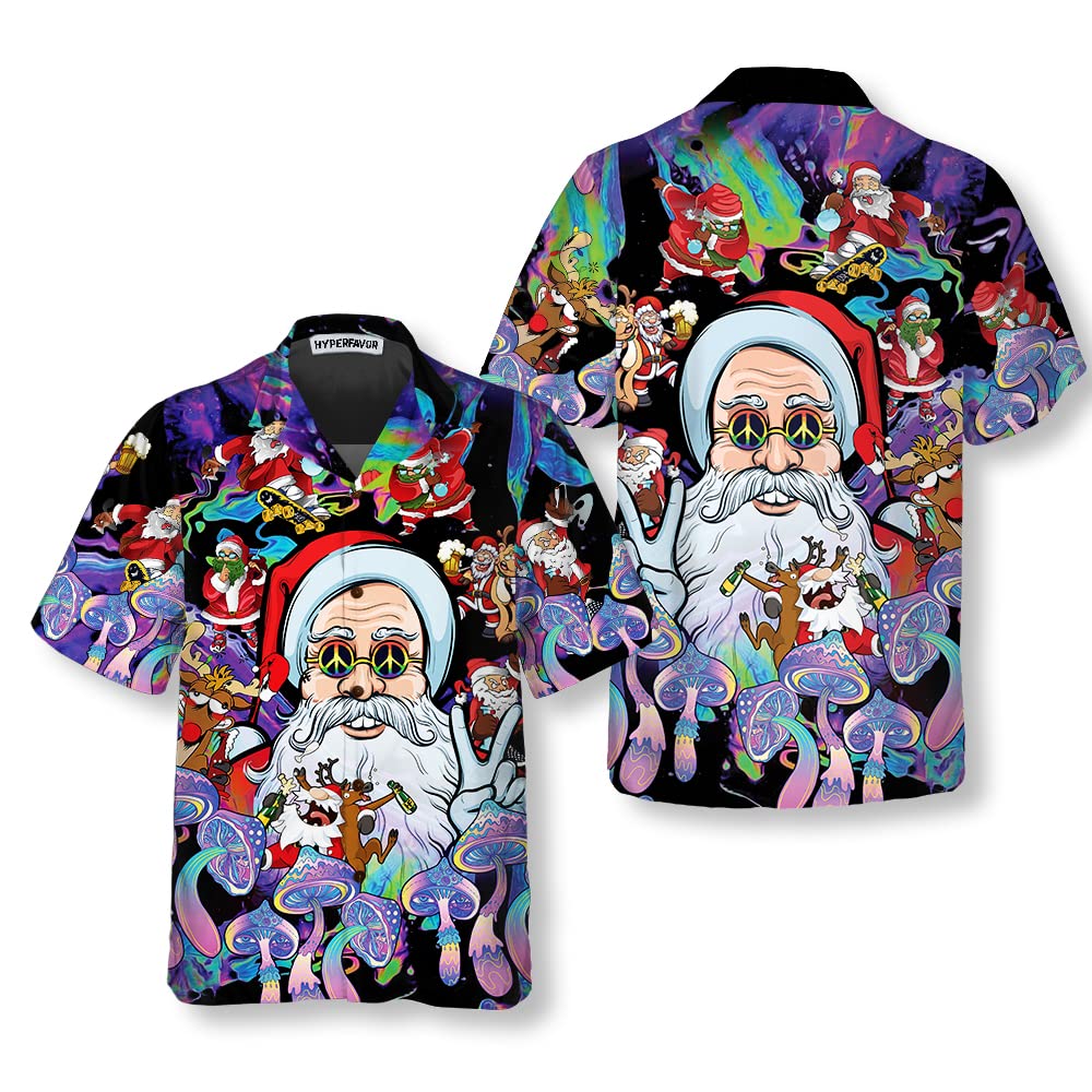 HYPERFAVOR Christmas Shirts for Men & Women - Santa Claus Hawaiian Shirt Set of 3 | Festive Holiday Party Outfit for Couples, Family Matching & Christmas Photos