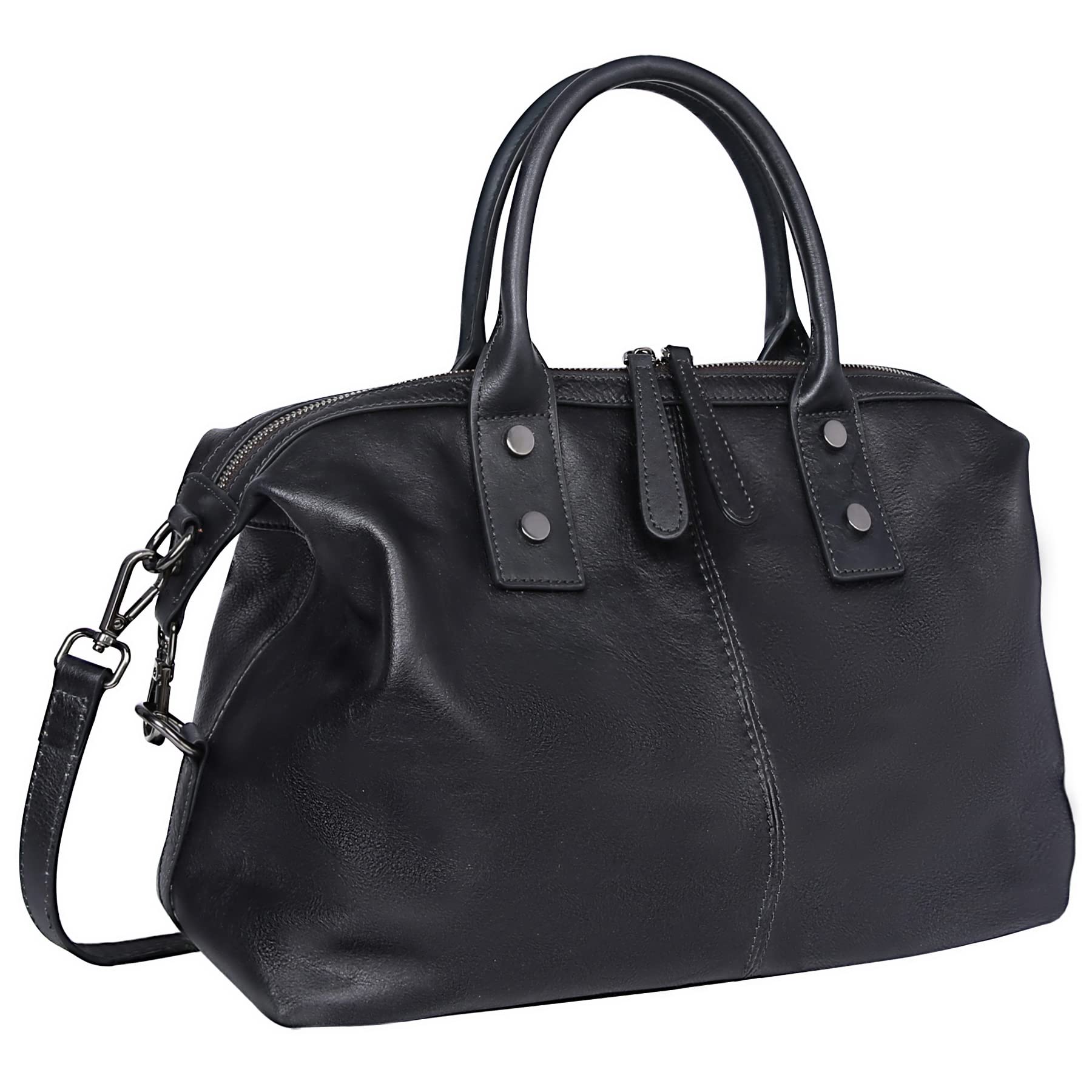 Genuine Leather Satchel Tote Bag for Women - Top Handle Designer Shoulder Bag with Large Capacity, Crossbody Purse for Work, Travel & Everyday Use