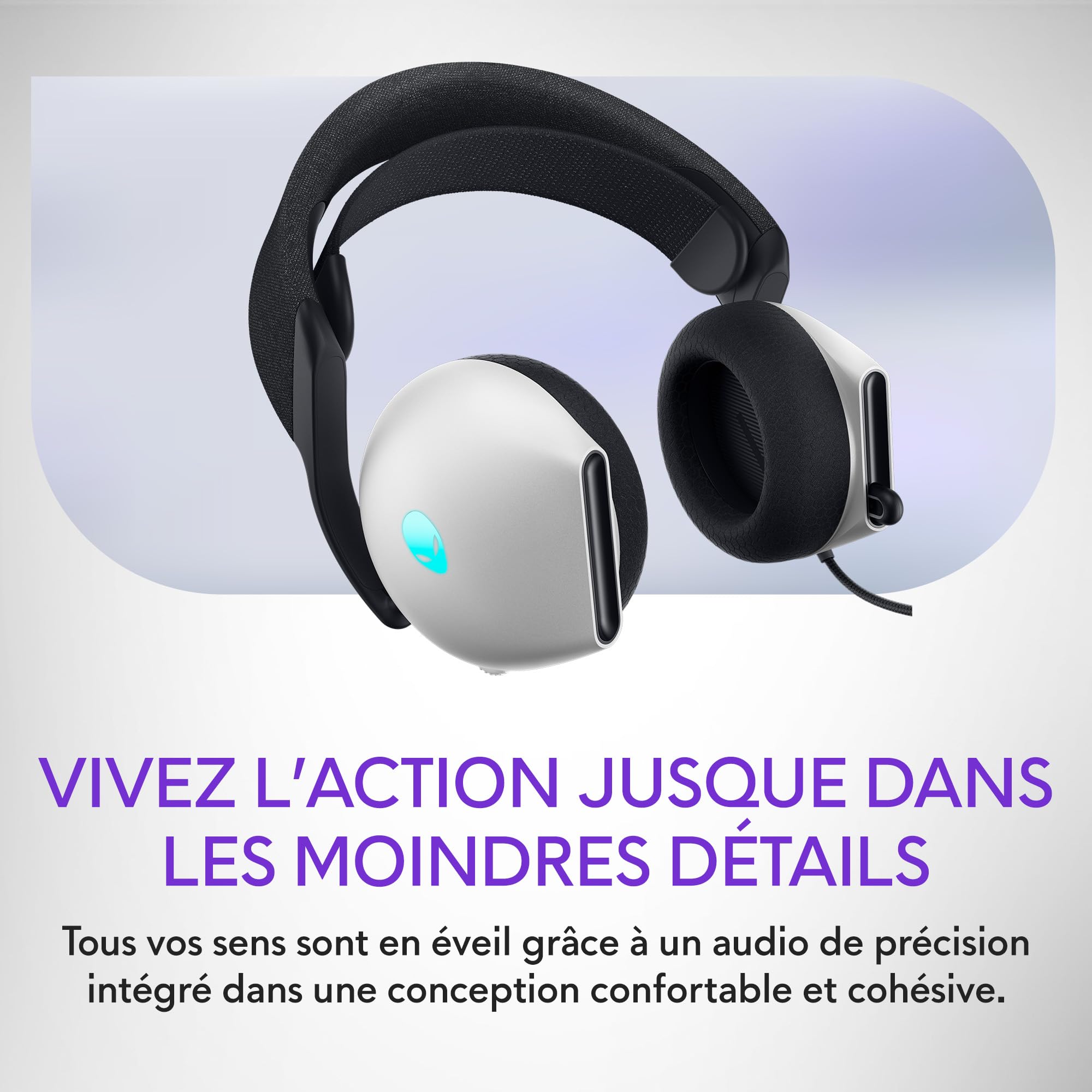 Alienware AW520H Wired Gaming Headset - Lunar Light - Noise Cancelling Mic, Comfortable Ear Cushions for PC, PS5, Xbox - Perfect for FPS, Streaming & Esports