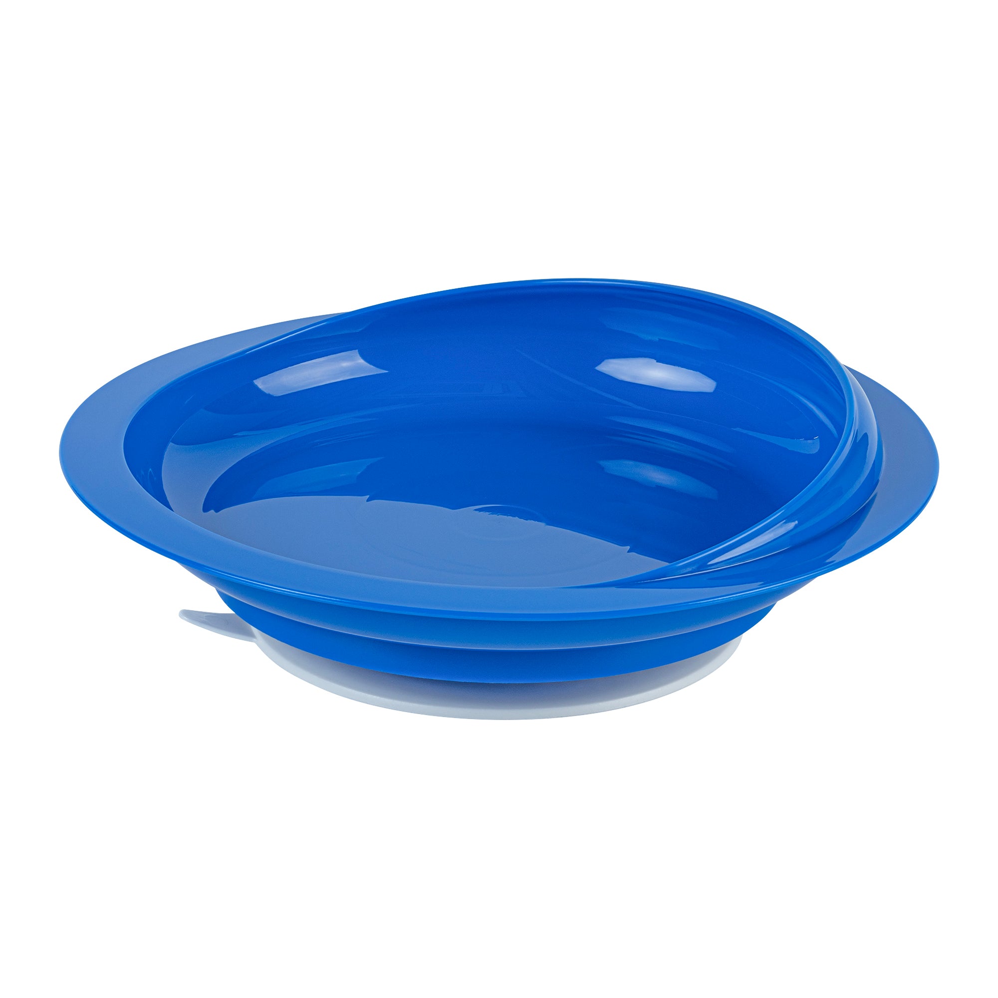 Adapt Tek Round Blue Plastic Scoop Plate - Spillproof Design with Strong Suction Base - 9