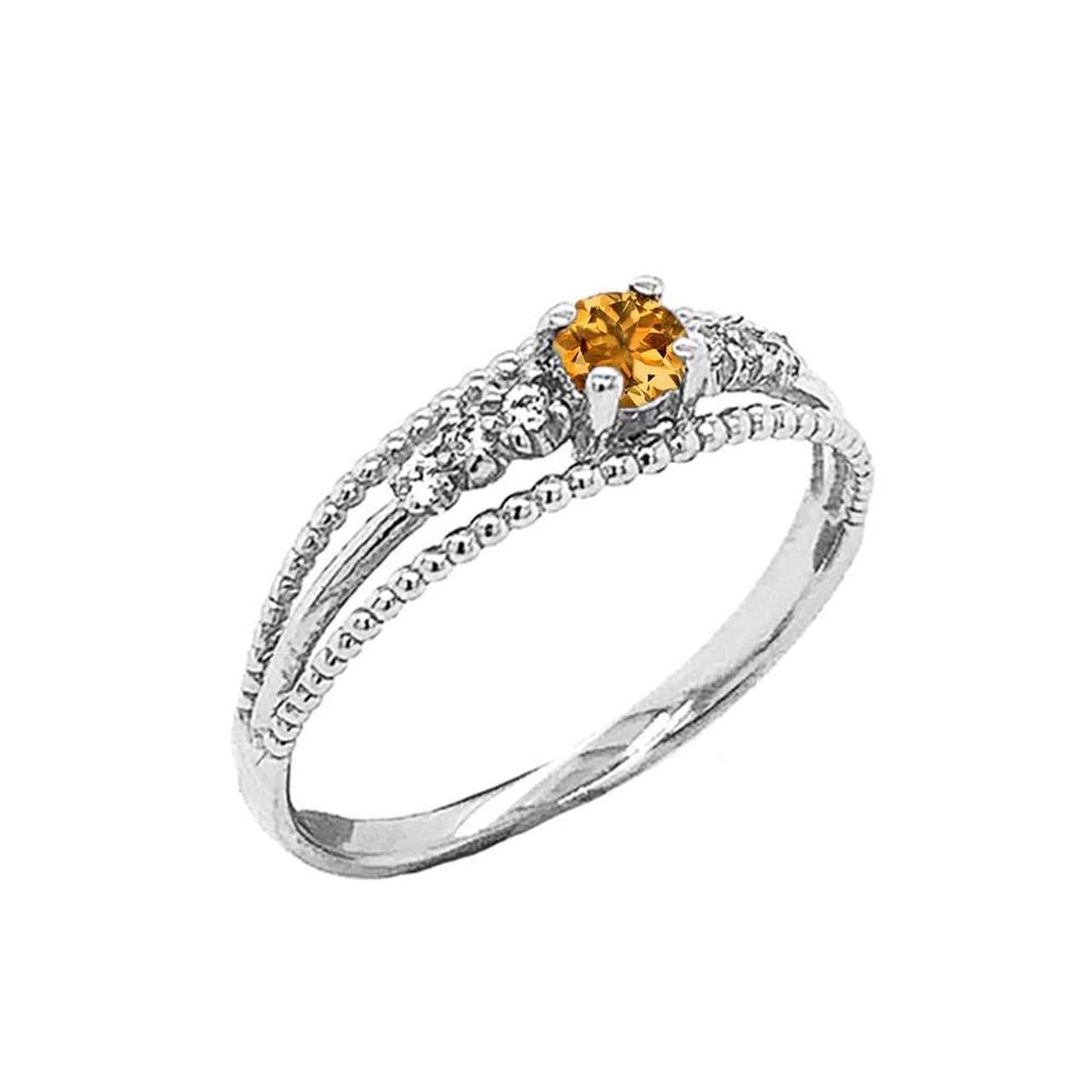 Elegant Sterling Silver Genuine Citrine & Diamond Modern Engagement Promise Double Rope Ring - Perfect for Weddings, Anniversaries & Romantic Gifts