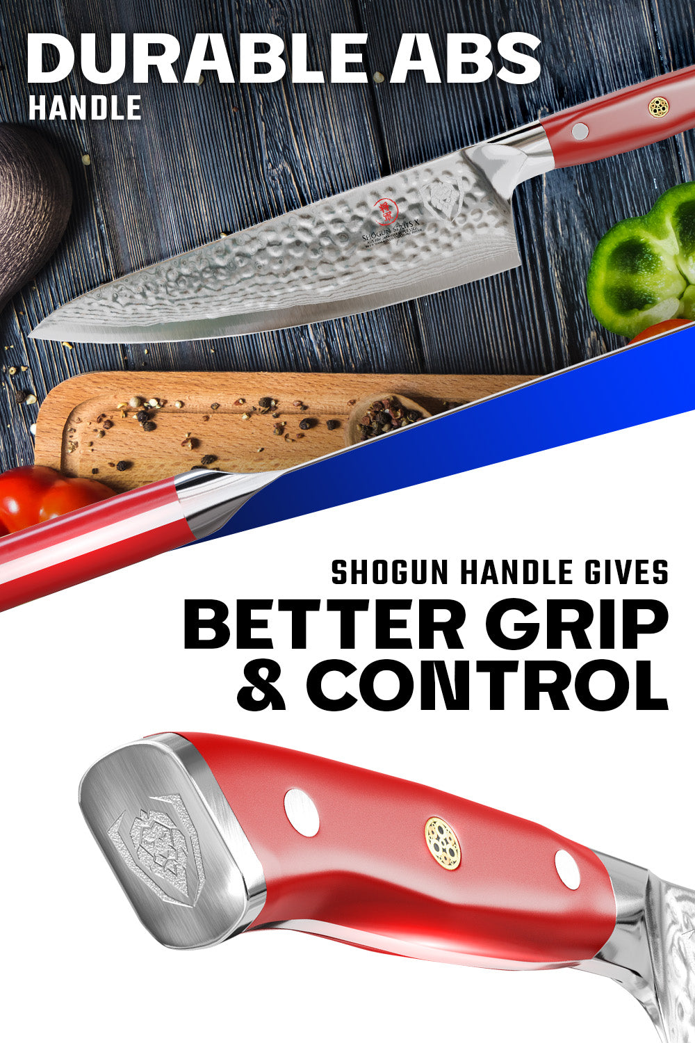 Premium 8-Inch Chef's Knife - Crimson Red Ergonomic Handle - Shogun Series X by Dalstrong - Professional Kitchen Knife for Slicing, Dicing & Chopping Vegetables, Meat & Fish