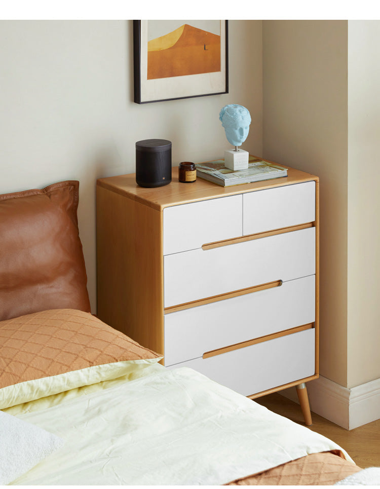 Solid Poplar Wood Chest of Drawers - 5-Drawer Storage Organizer for Bedroom, Living Room & Office | Natural Wood Dresser with Smooth Gliding Drawers