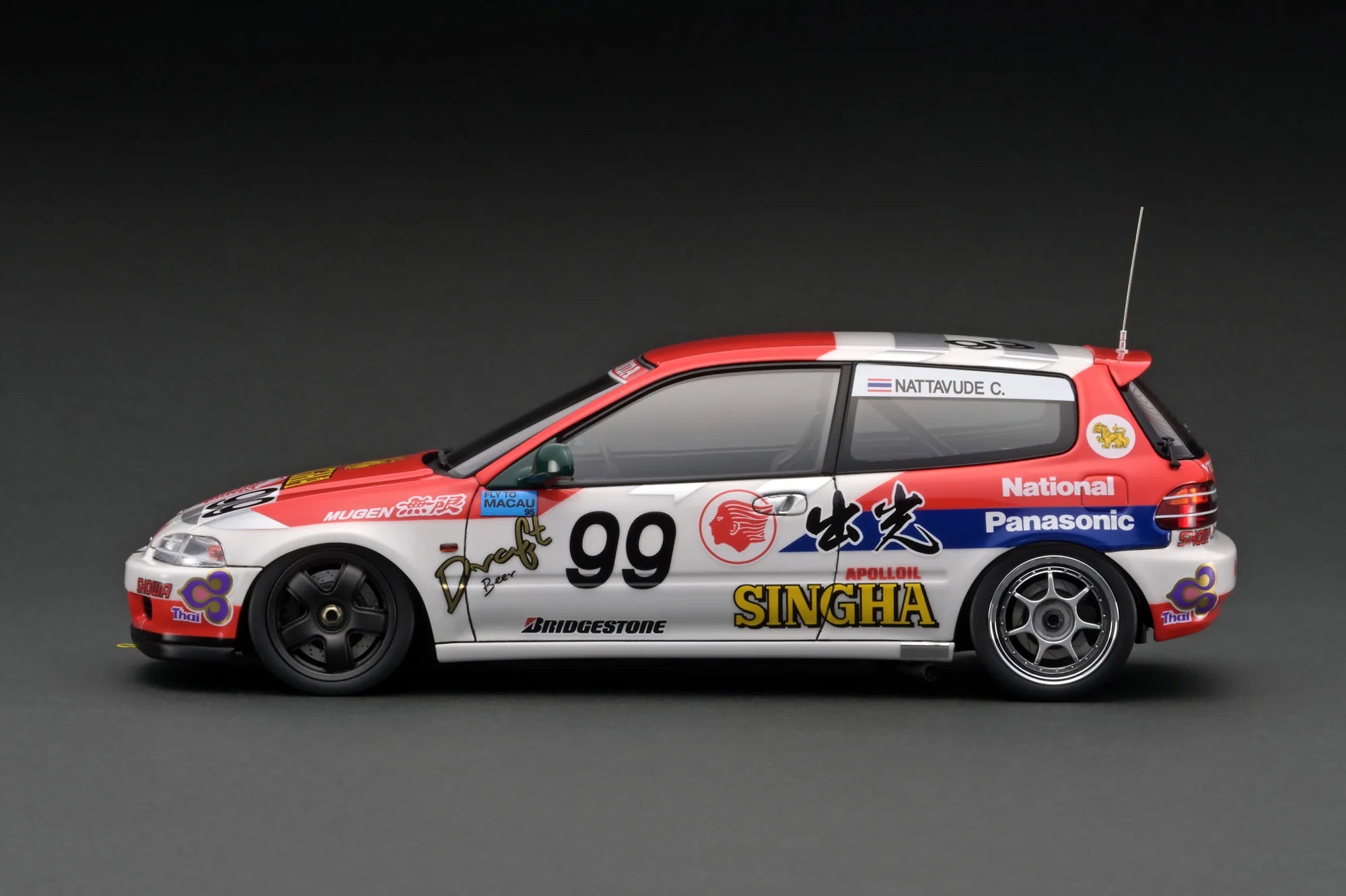 1:18 Scale Ignition Model Honda Civic EG6 - Itoham MOTION Mugen CIVIC (#99) 1994 Macau Cup Race Car - Diecast Collectible for Racing Enthusiasts & Model Car Displays