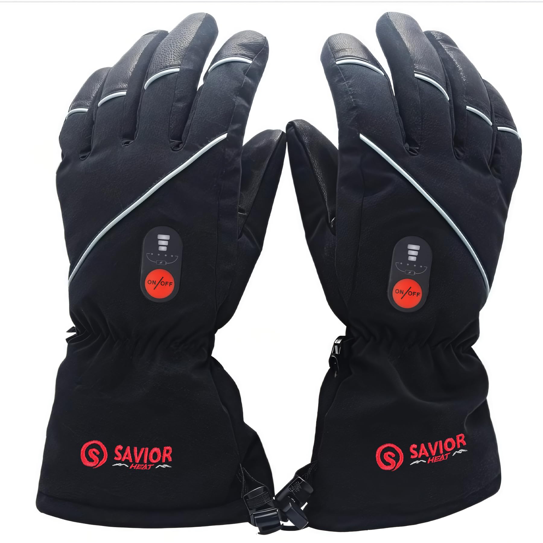 SAVIOR HEAT Rechargeable Electric Heated Gloves for Men & Women - Premium Leather Winter Gloves for Skiing, Snowboarding & Cold Weather Activities