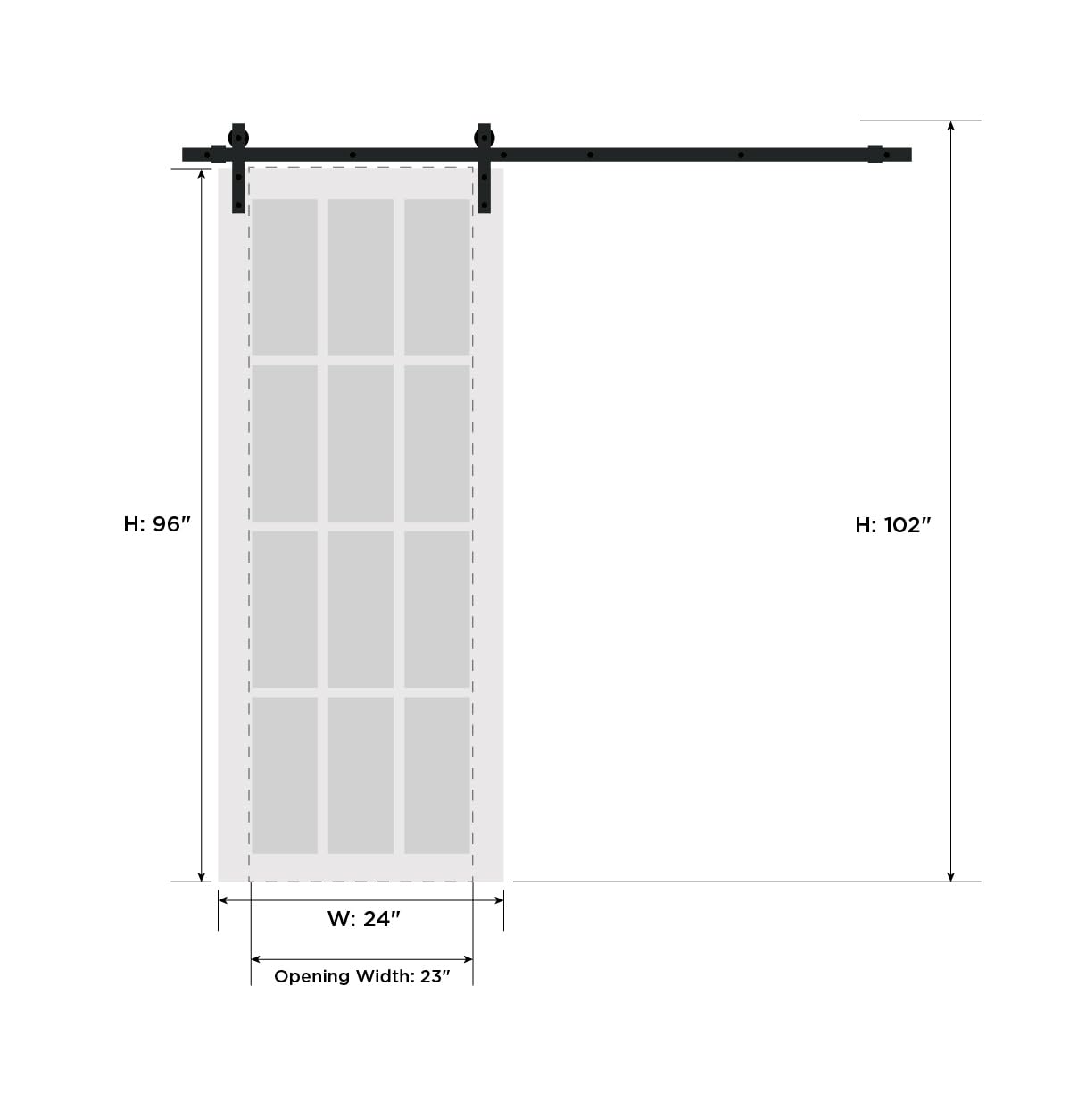 SARTODOORS - 24 x 96 Inches Solid Wood Barn Door with Mirror | Lucia 1299 White Silk Finish | Heavy Duty 6.6 FT Sliding Rail Hardware Set | Rustic Interior Door for Bedroom, Bathroom or Closet
