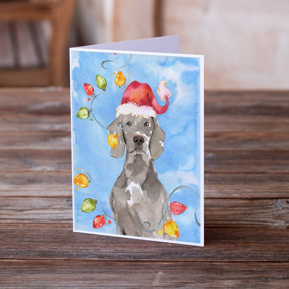 Christmas Weimaraner Greeting Cards - Pack of 8 Blank A7 Note Cards (5x7 inches) with Envelopes | Whimsical Holiday Dog Design | Perfect for Christmas Wishes, Thank You Notes & Seasonal Greetings