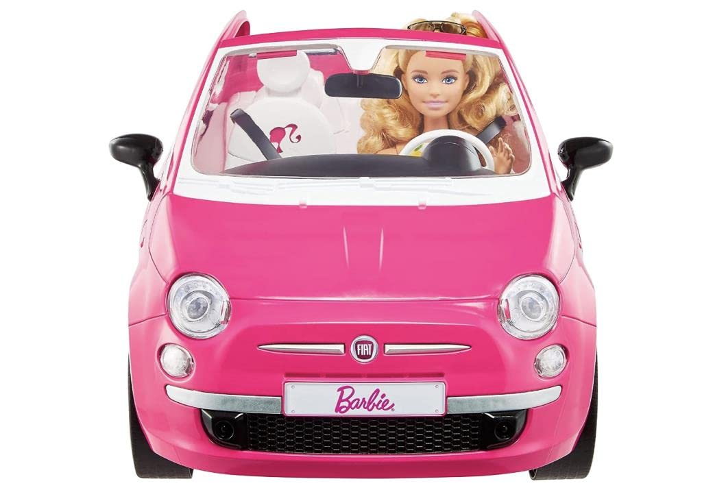 Barbie Fiat 500 Doll and Car Toy Set - Pink Convertible Vehicle with Fashion Doll for Kids Ages 3+ | Perfect for Pretend Play, Birthday Gifts & Collectors