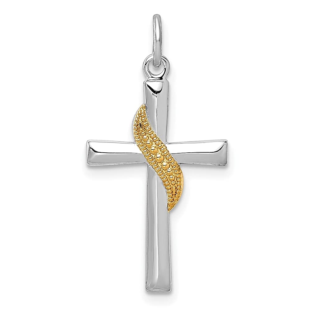 925 Sterling Silver Gold Tone Cross Pendant Necklace for Women - Religious Jewelry Gift for Her - Perfect for Church, Weddings & Everyday Wear