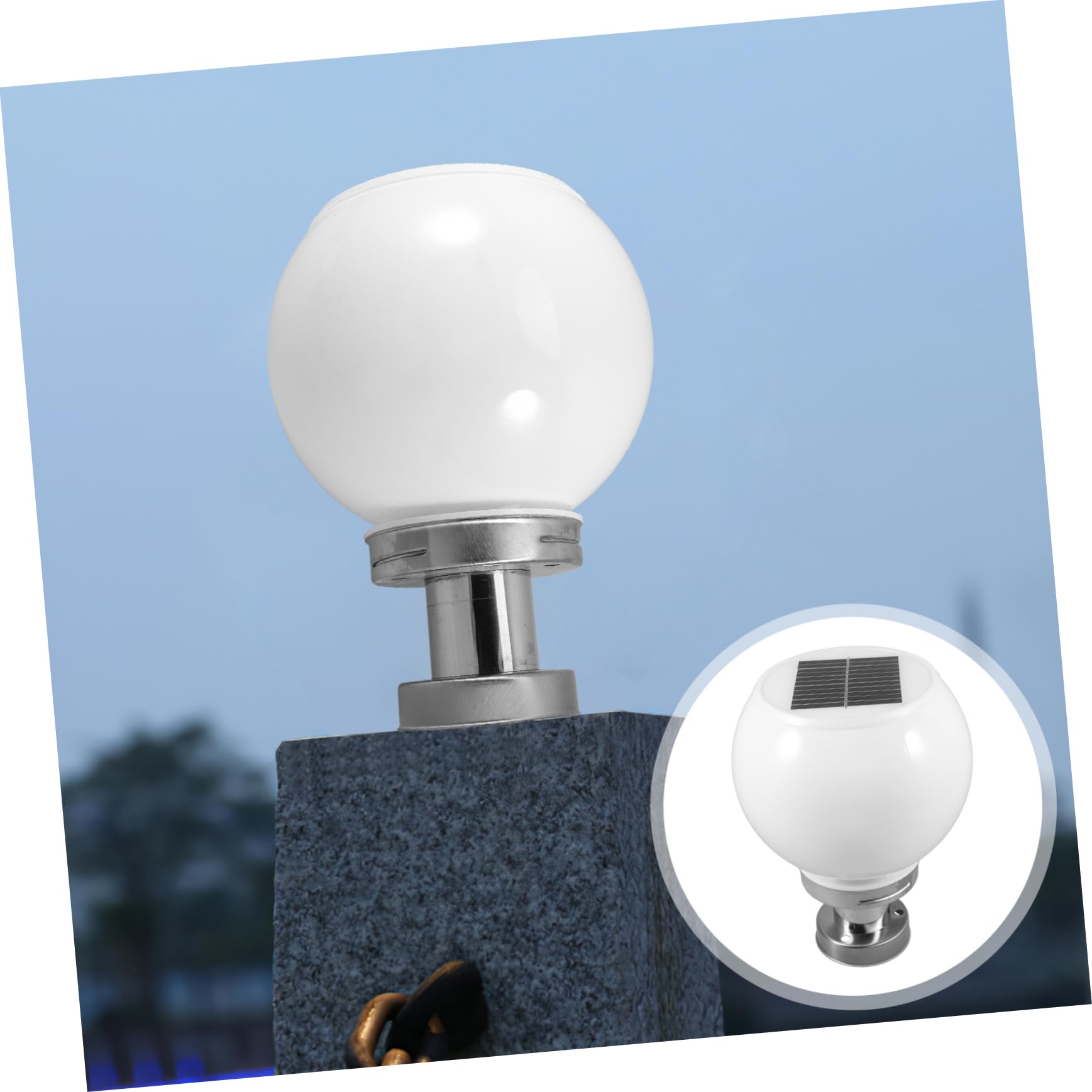 Solar Powered Outdoor Lights - Waterproof LED Solar Fence Lights, Walkway Lights, Garden & Pathway Lighting for Yard, Patio, Driveway - Modern White Column Ball Lamp for Nighttime Safety & Decoration