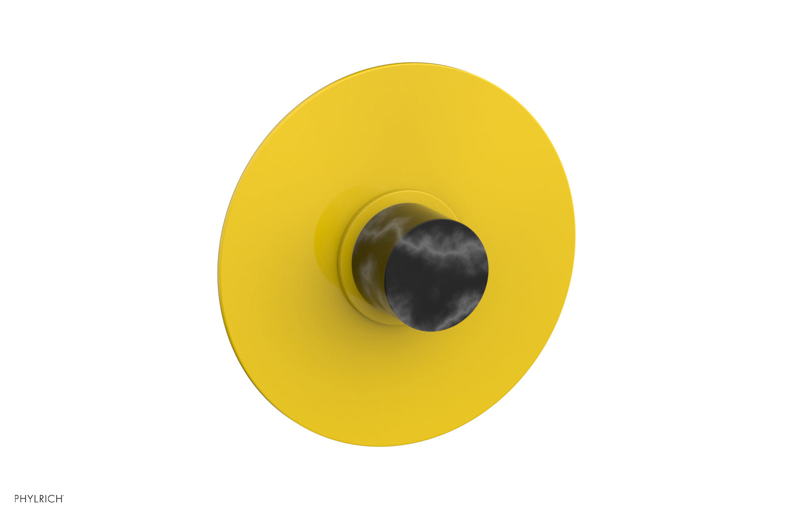 BASIC II 3/4 Thermostatic Round Shower Trim Plate with Black Marble Handle - Modern Bathroom Faucet for Luxury Showers (Model 4 182) | Perfect for Spa-Like Bathroom Renovations