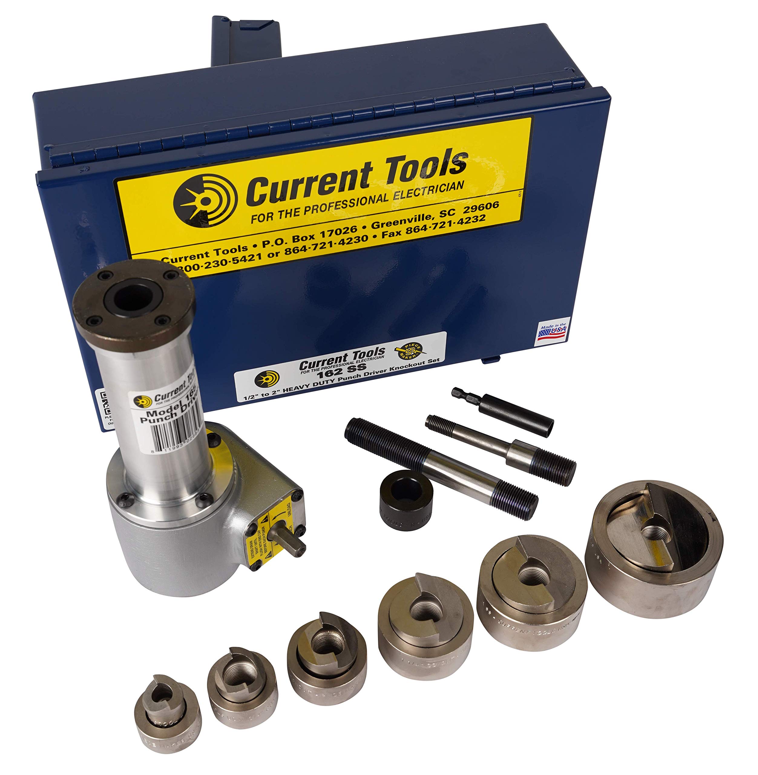Premium Stainless Steel Punch Driver Knockout Set - 162SS Holemaking Kit with Piece Maker Punches & Dies for Electrical & Plumbing Work - Ideal for Electricians, DIYers & Metal Fabrication