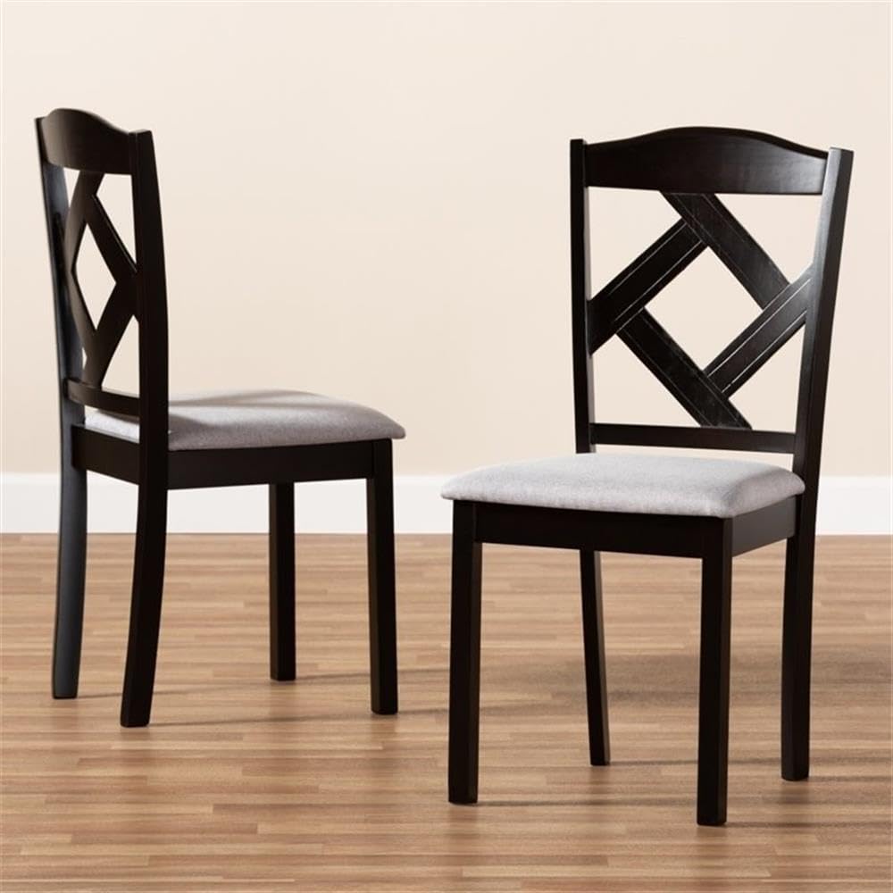 BOWERY HILL Modern Dining Chairs Set of 2 - Grey and Brown Upholstered Side Chairs for Kitchen, Dining Room & Office - Comfortable Seating for Home & Restaurant Use