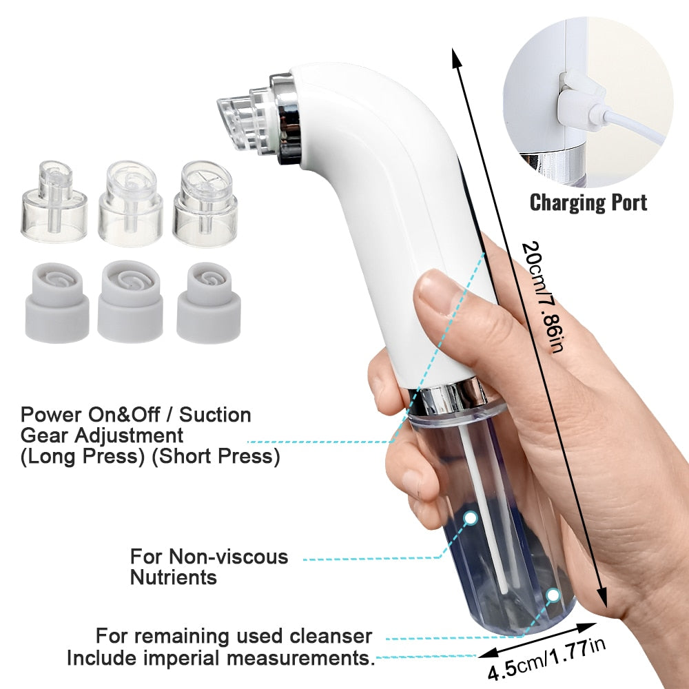 Professional USB-Powered Blackhead Remover Vacuum - Portable Pore Cleaner for Face & Nose - Perfect for Home Spa & Skincare Routine