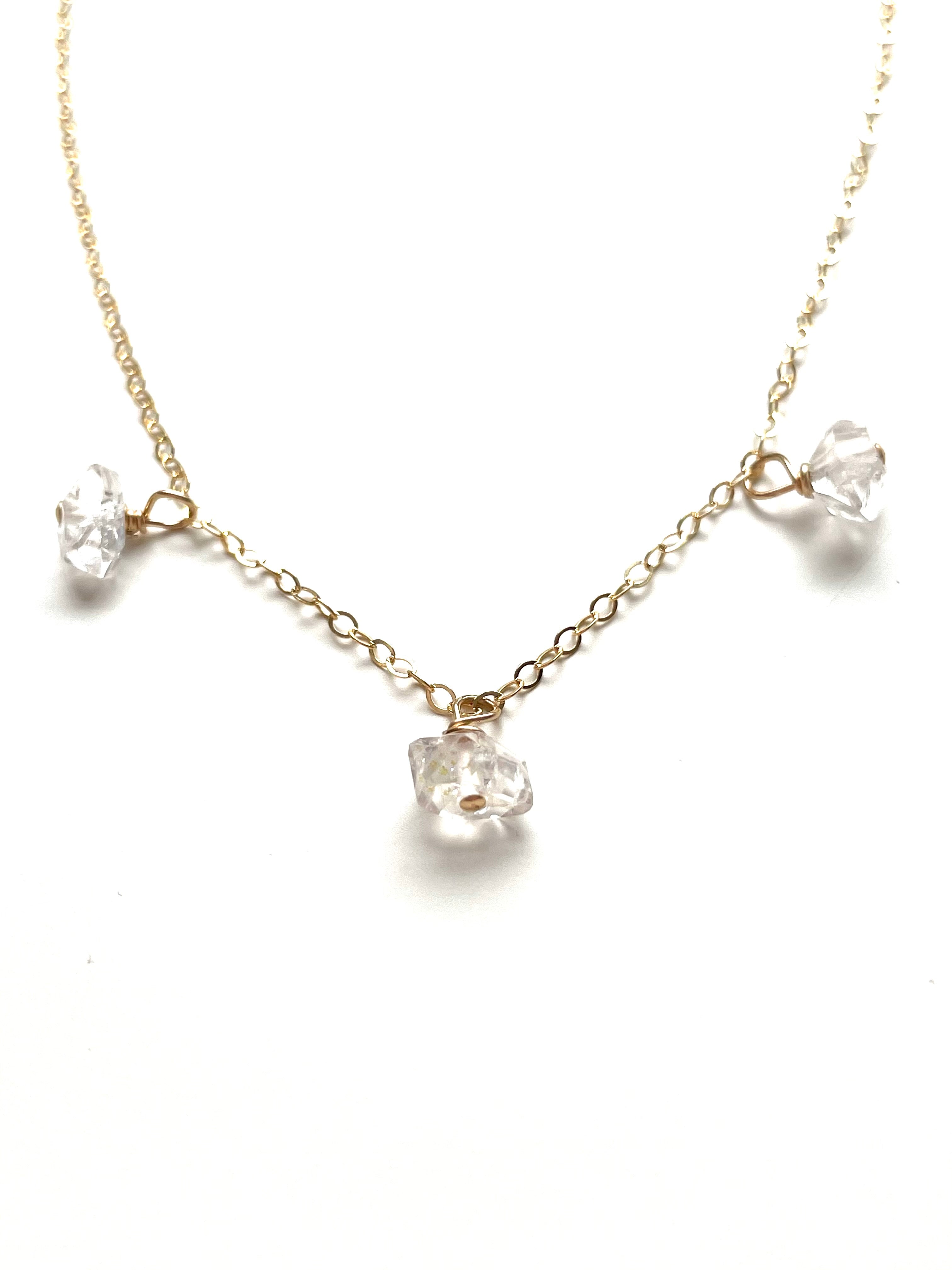 Divine Feminine Jewelry Set - Rainbow Moonstone & Rose Quartz Crystal Necklace with Herkimer Diamond Pendant - Spiritual Healing, Chakra Balancing & Meditation Jewelry for Women - Perfect for Yoga, Reiki & Energy Work