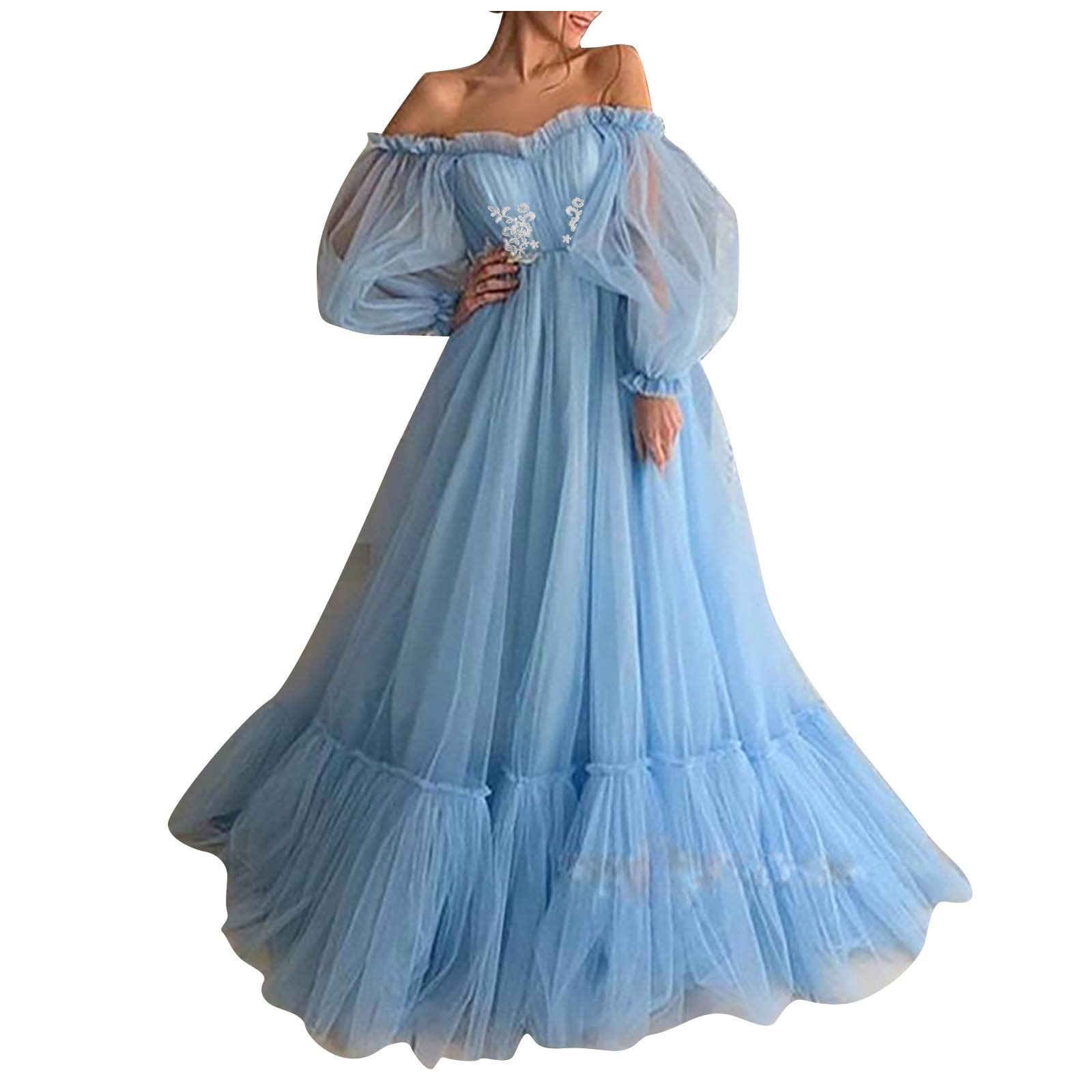 Elegant Off Shoulder Long Sleeve Lace Maxi Dress for Wedding Guest, Party & Formal Occasions - Perfect for Bridal Shower, Evening Gala and Special Events