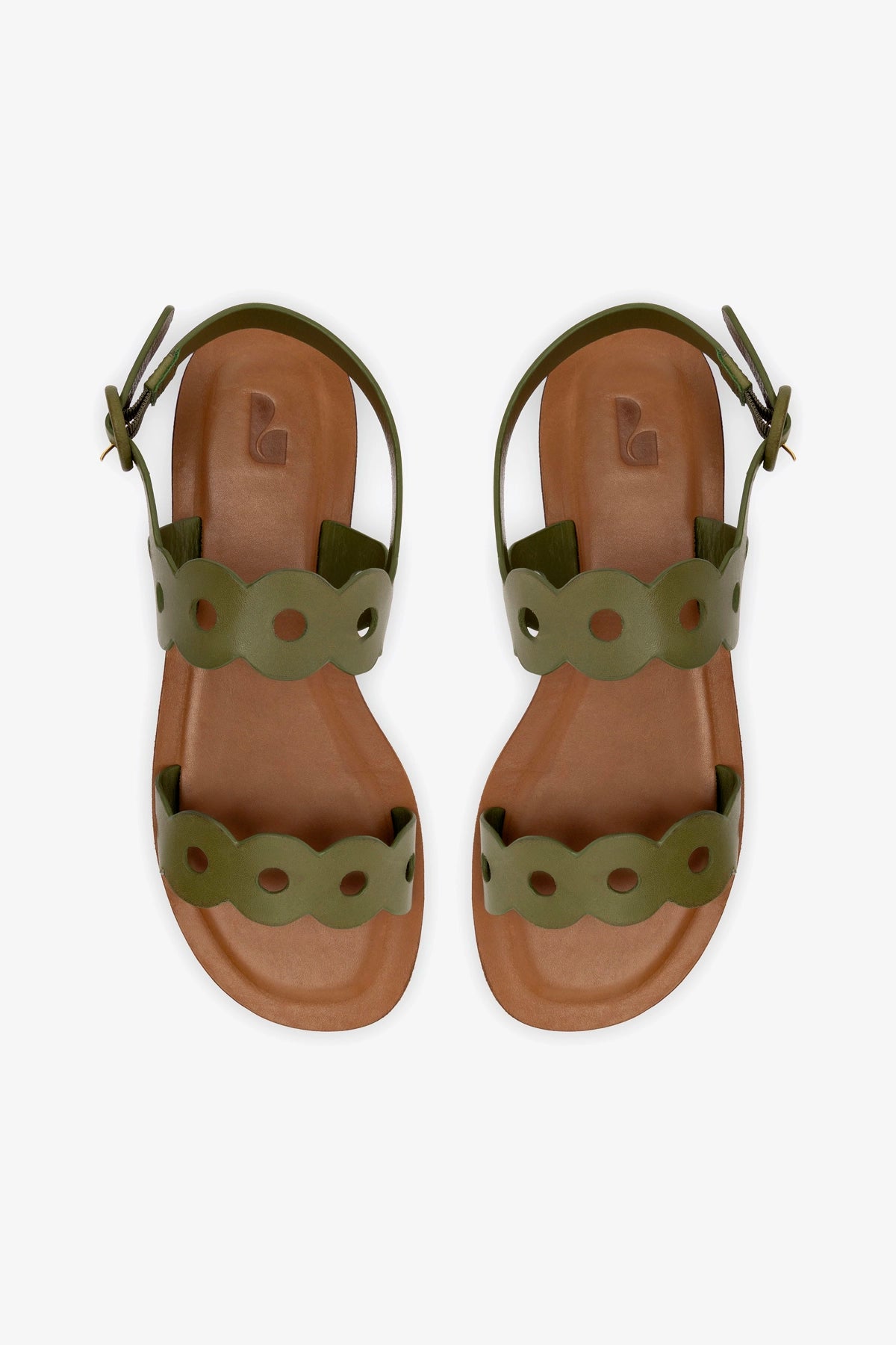 Florence Flat Sandal in Seaweed Leather - Women's Vegan Eco-Friendly Summer Sandals for Beach, Vacation & Casual Wear